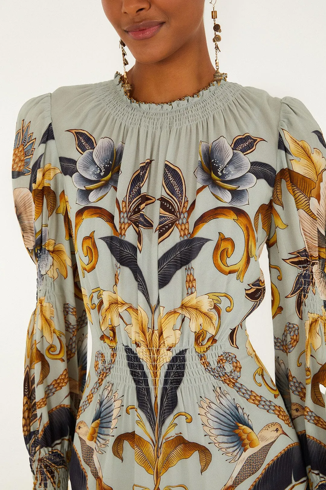 Blue Snake Garden Long Sleeve Mini Dress sold by FARM Rio product image thumbnail 3