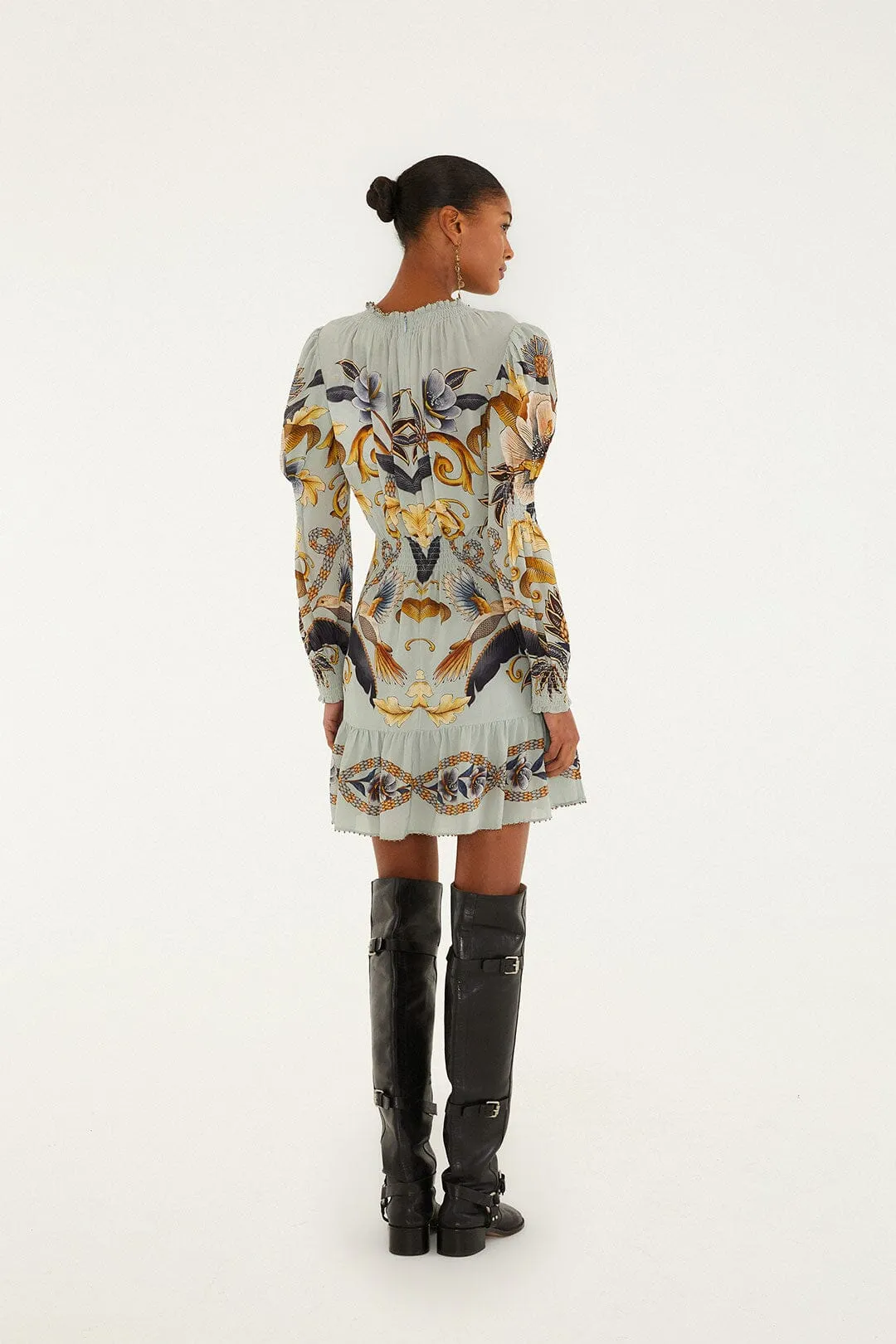 Blue Snake Garden Long Sleeve Mini Dress sold by FARM Rio product image thumbnail 4