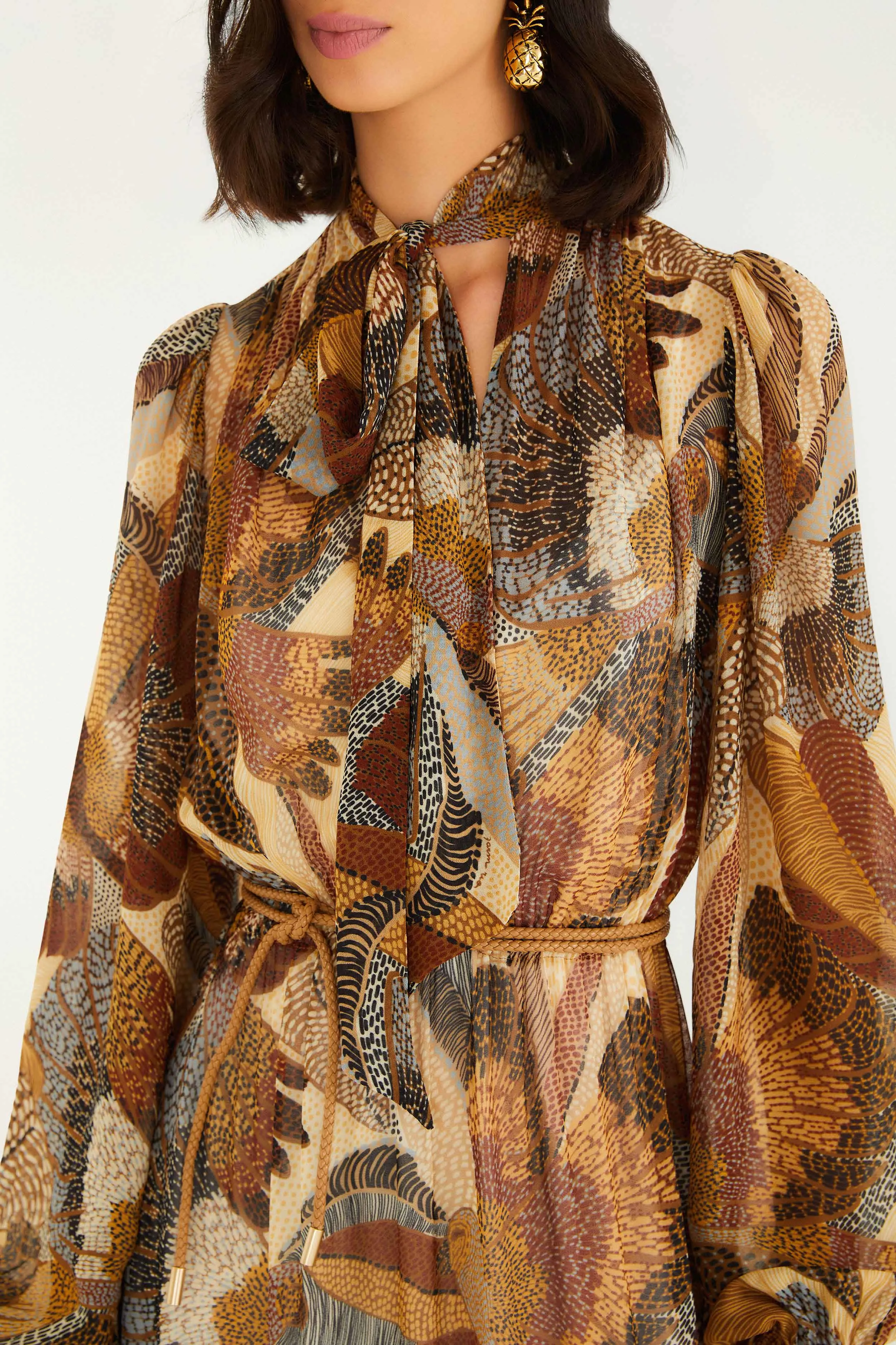 Cream Dotted Macaws Long Sleeve Maxi Dress sold by FARM Rio product image thumbnail 3