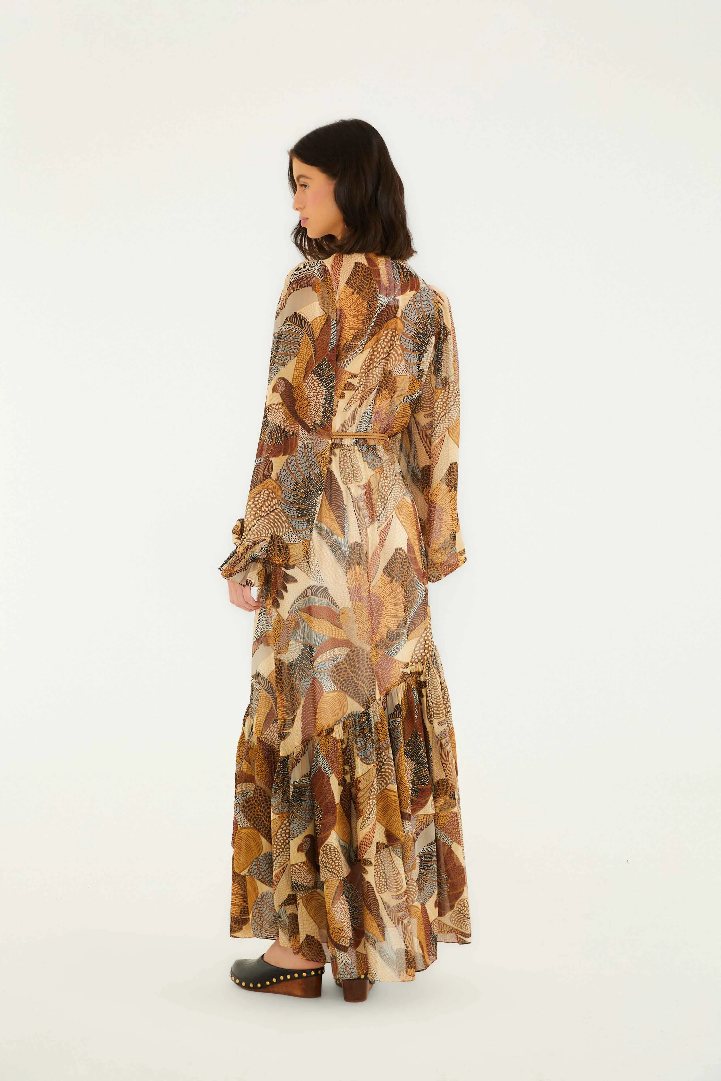 Cream Dotted Macaws Long Sleeve Maxi Dress sold by FARM Rio product image thumbnail 4