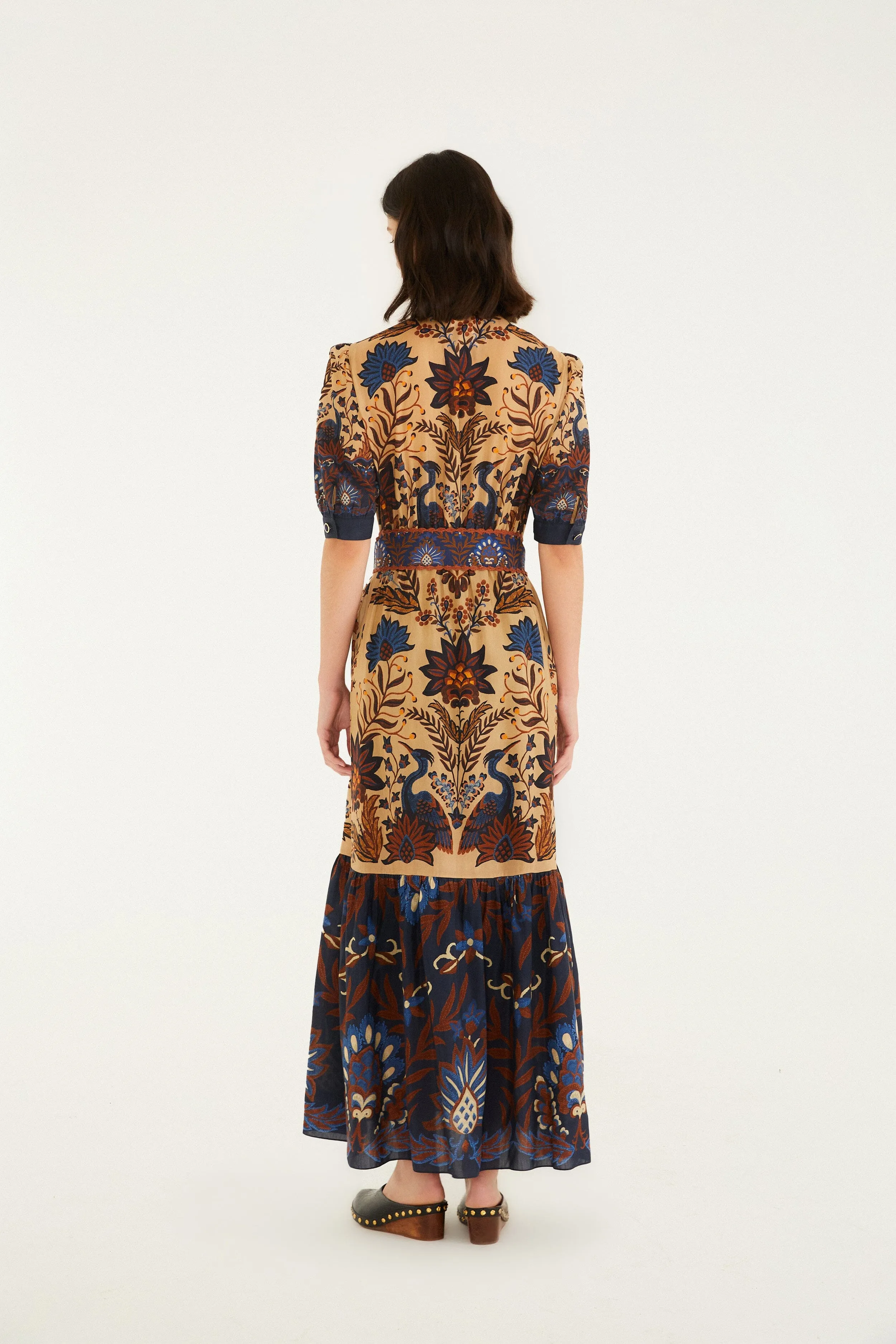 Cream Marvelous Garden Short Sleeve Midi Dress sold by FARM Rio product image thumbnail 4