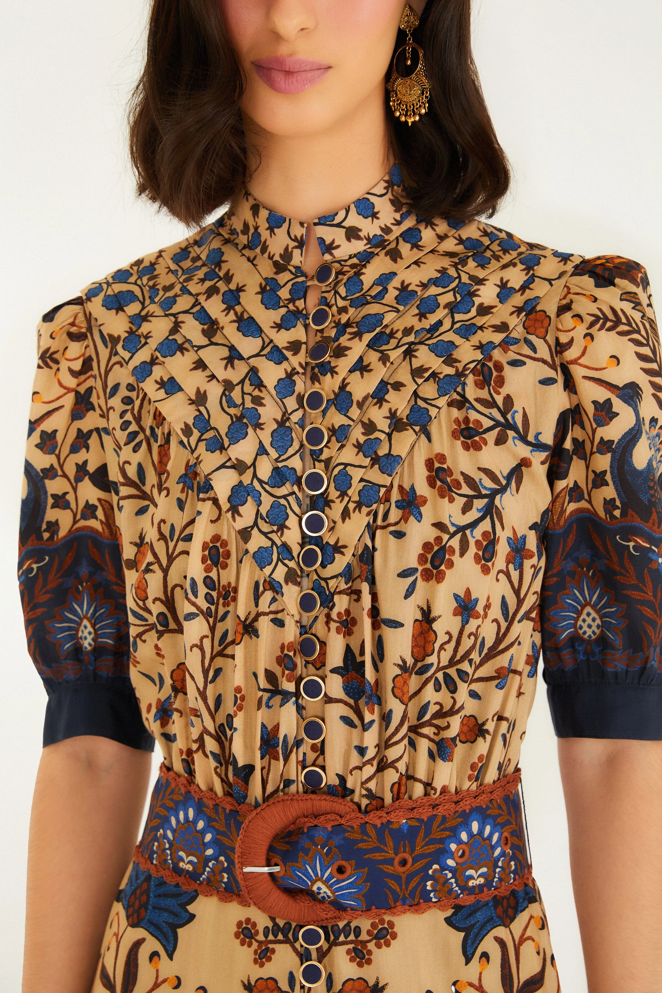 Cream Marvelous Garden Short Sleeve Midi Dress sold by FARM Rio product image thumbnail 3