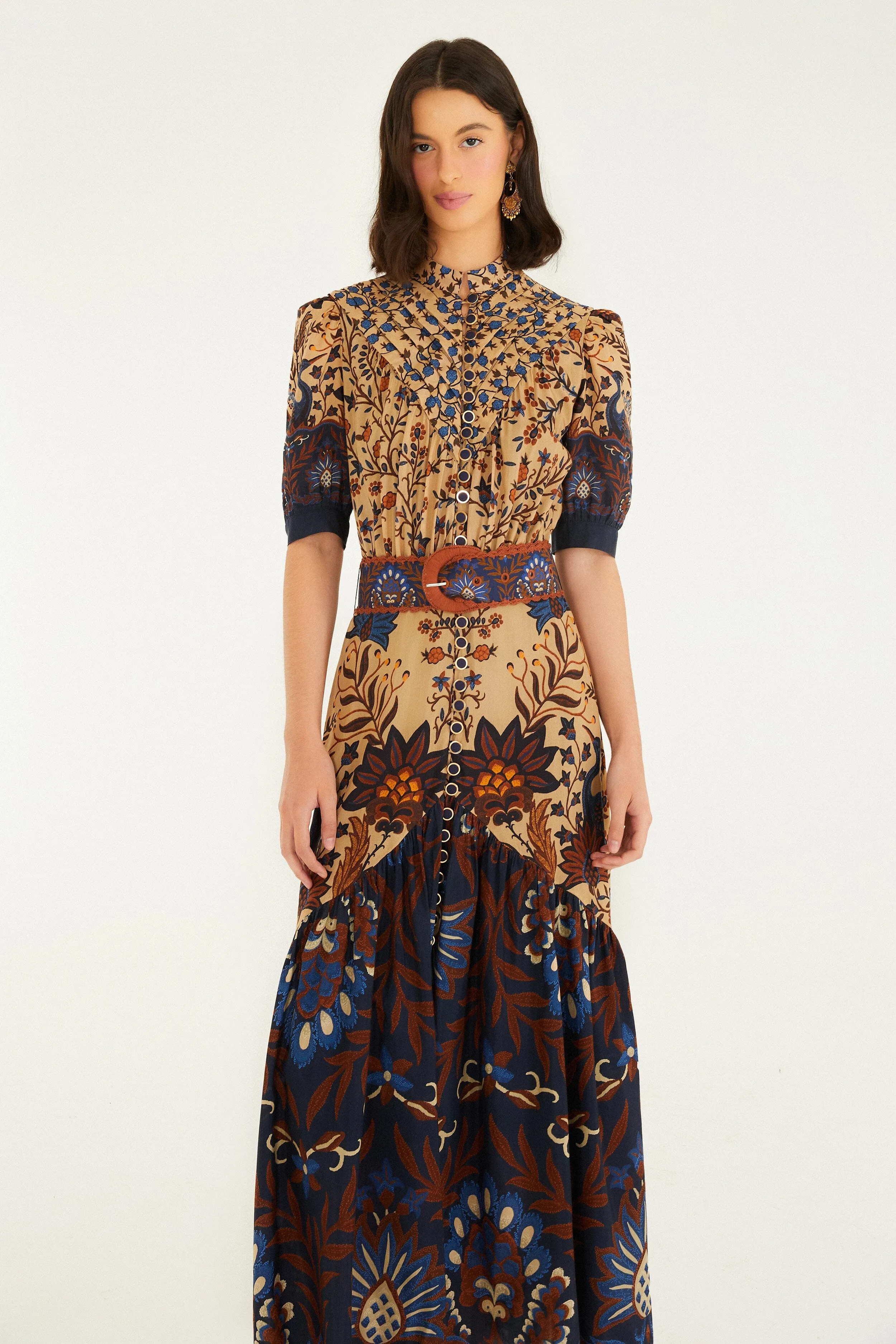 Cream Marvelous Garden Short Sleeve Midi Dress sold by FARM Rio product image thumbnail 2