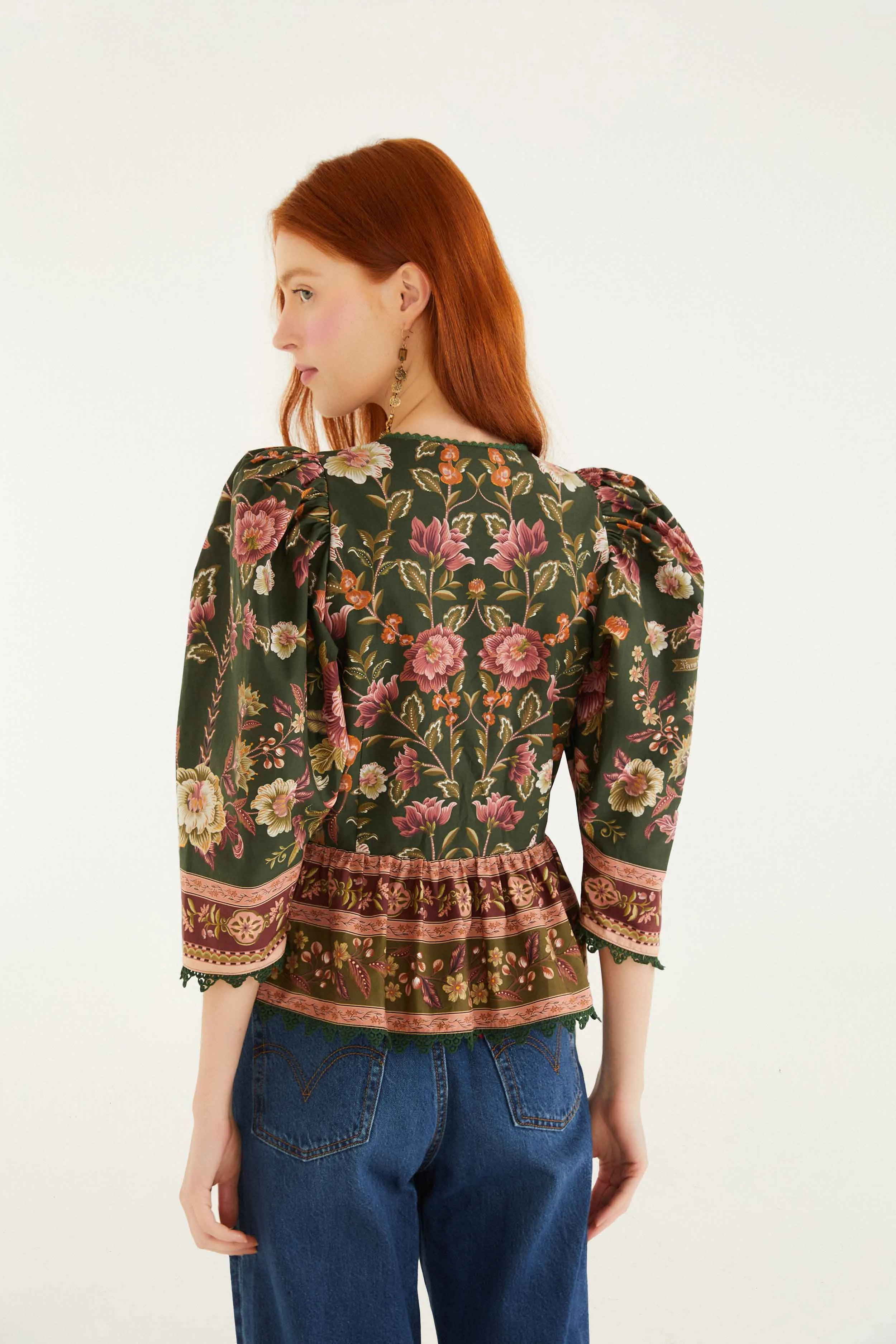 Green Flowering Garden Tree Blouse sold by FARM Rio product image thumbnail 3