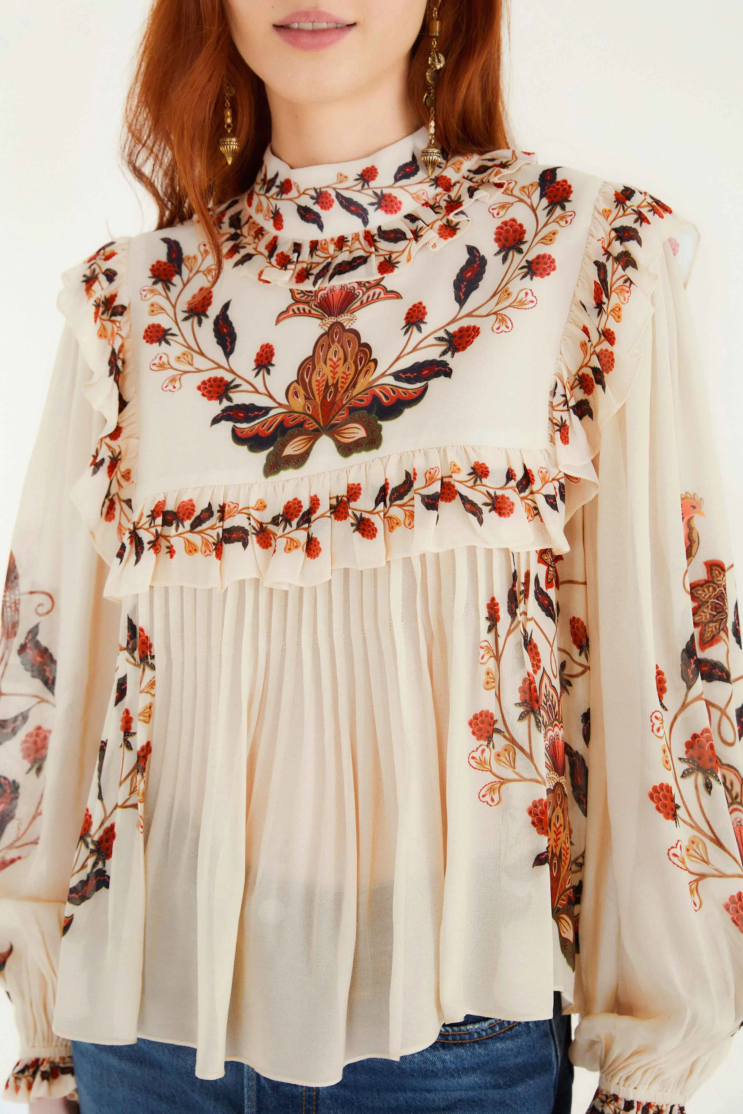 Cream Berry Garden Long Sleeve Blouse sold by FARM Rio product image thumbnail 2