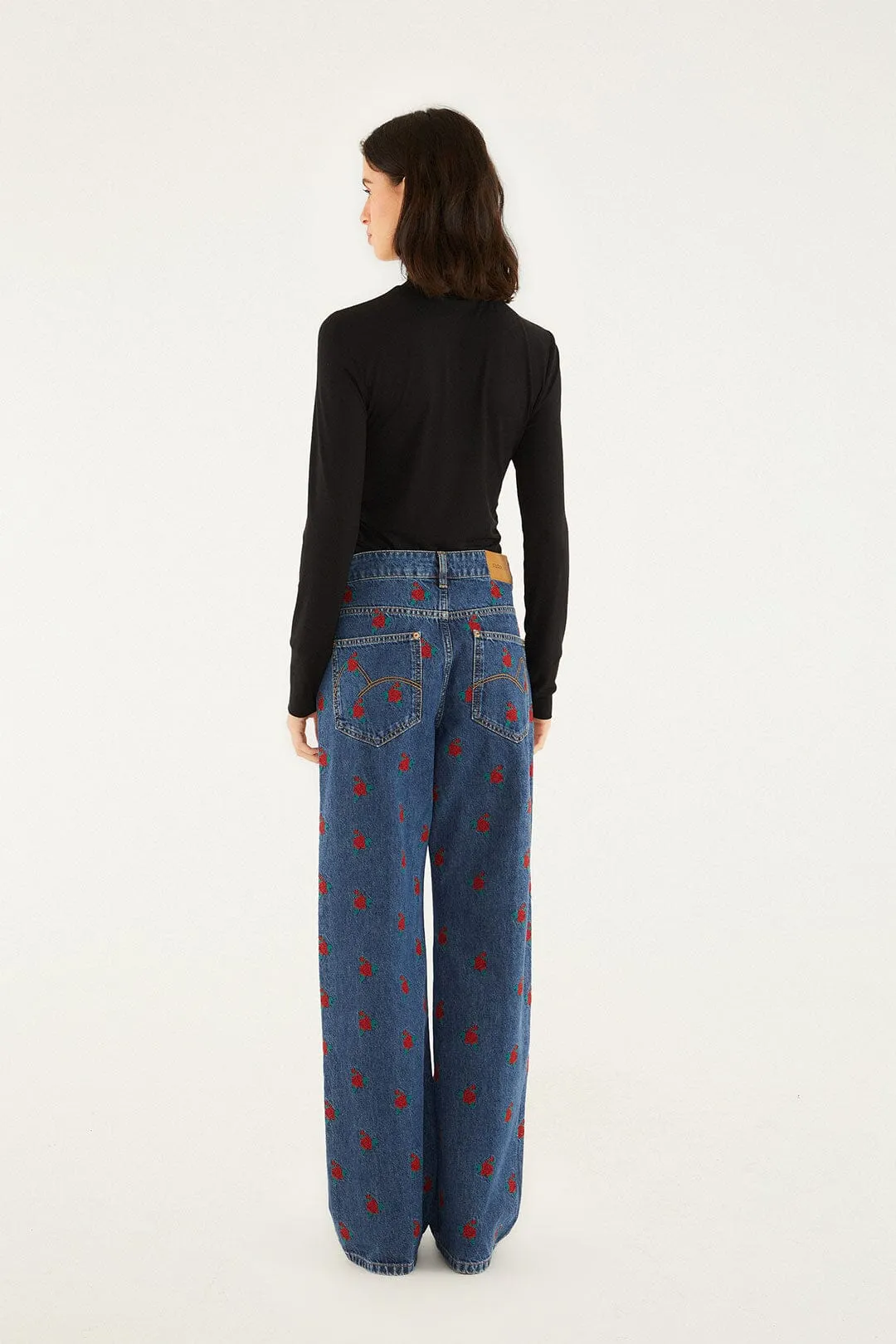 Denim Embroidered Flowers Pants sold by FARM Rio product image thumbnail 4