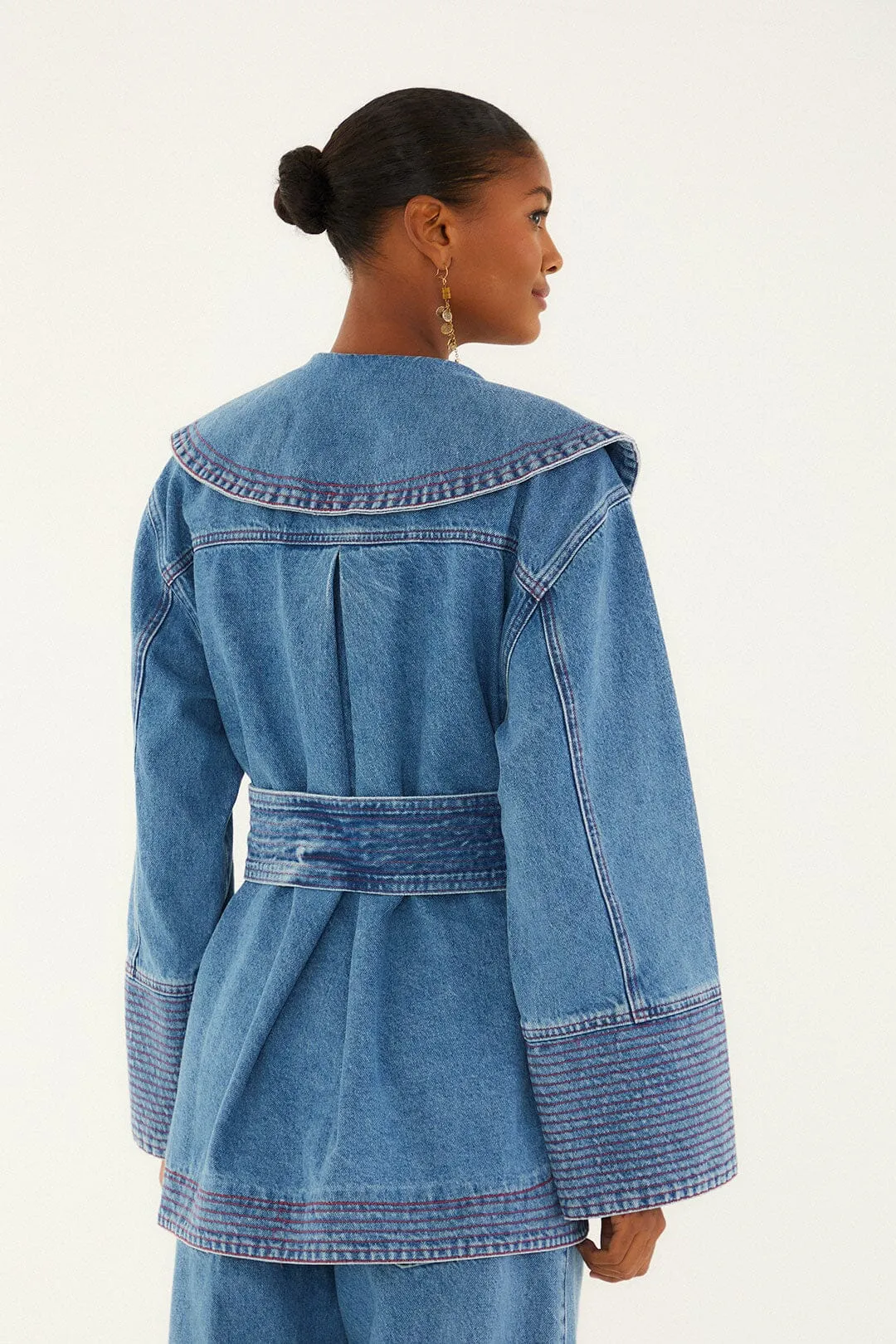 Denim Collared Belted Trench Coat sold by FARM Rio product image thumbnail 4