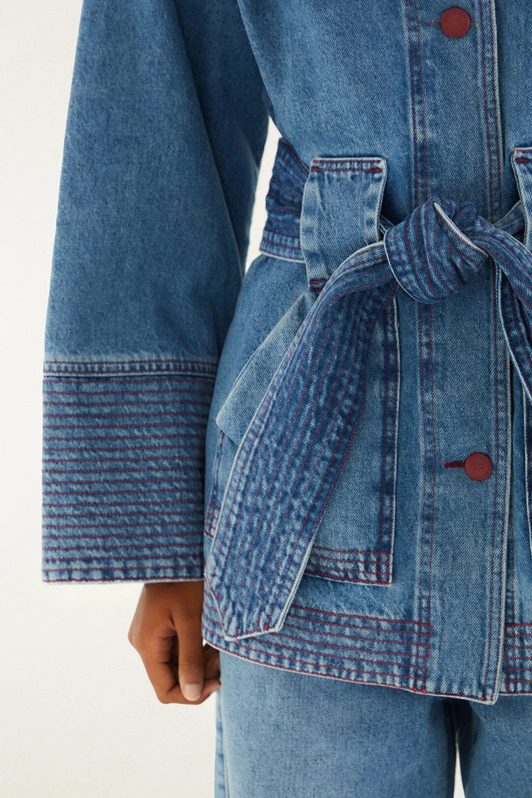 Denim Collared Belted Trench Coat sold by FARM Rio product image thumbnail 5