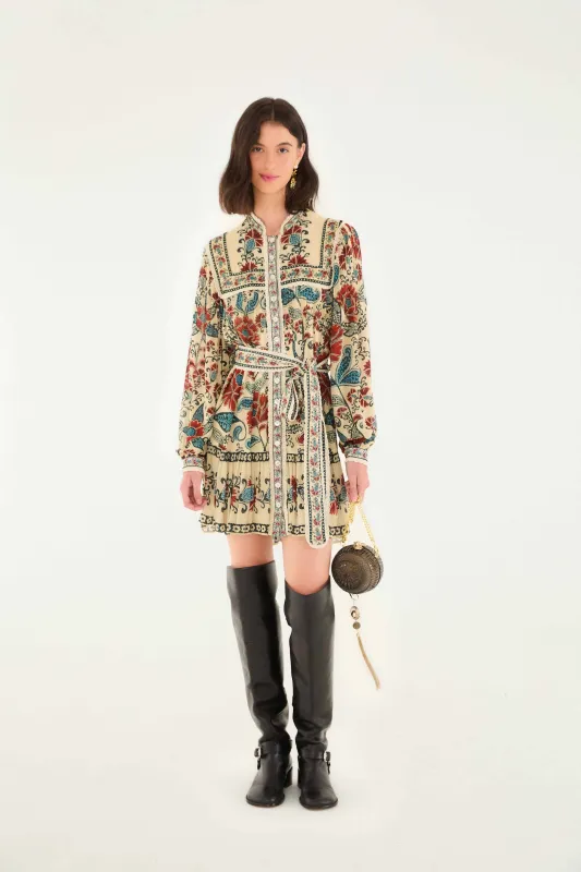 Sand Francesca Long Sleeve Mini Dress sold by FARM Rio