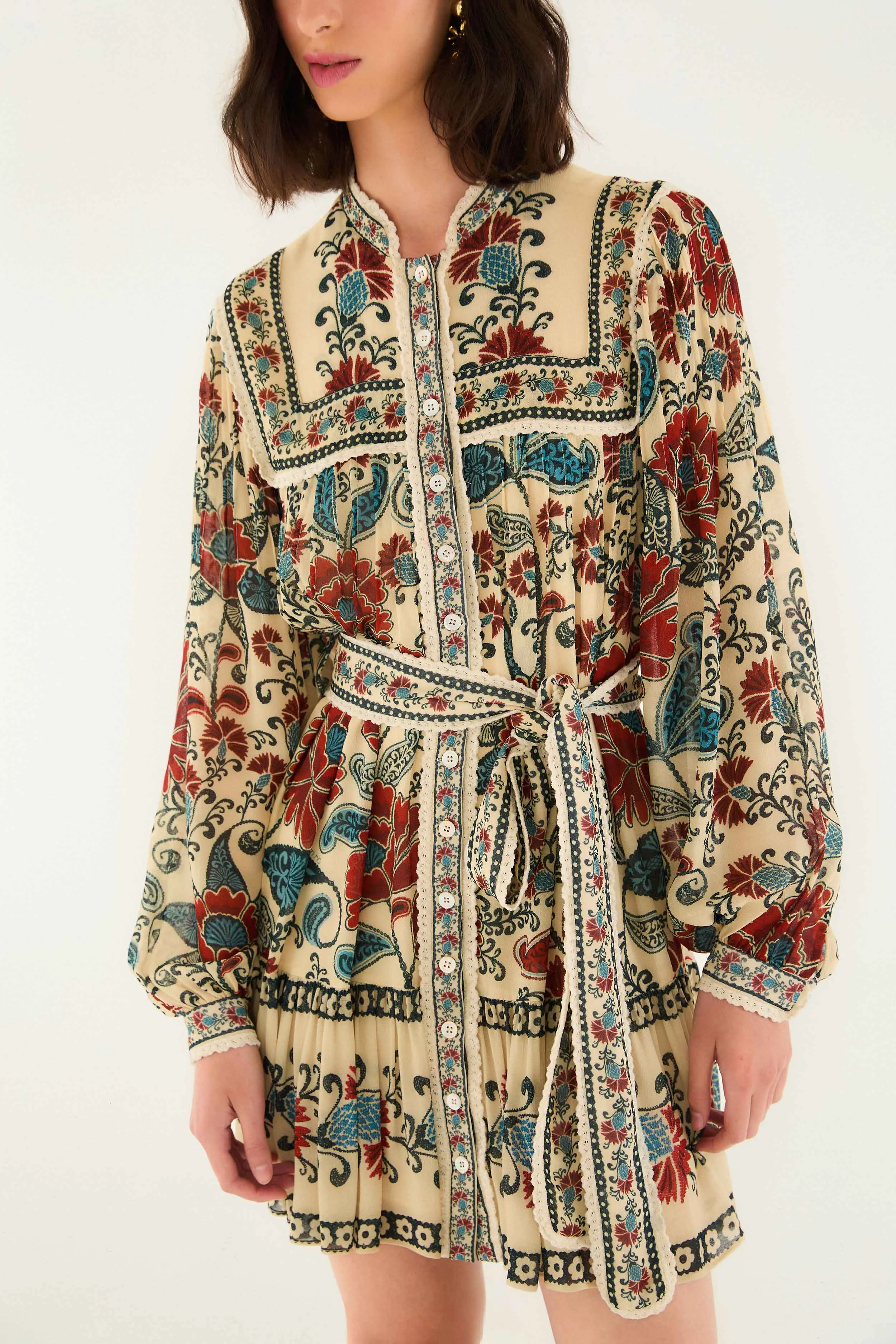 Sand Francesca Long Sleeve Mini Dress sold by FARM Rio product image thumbnail 2