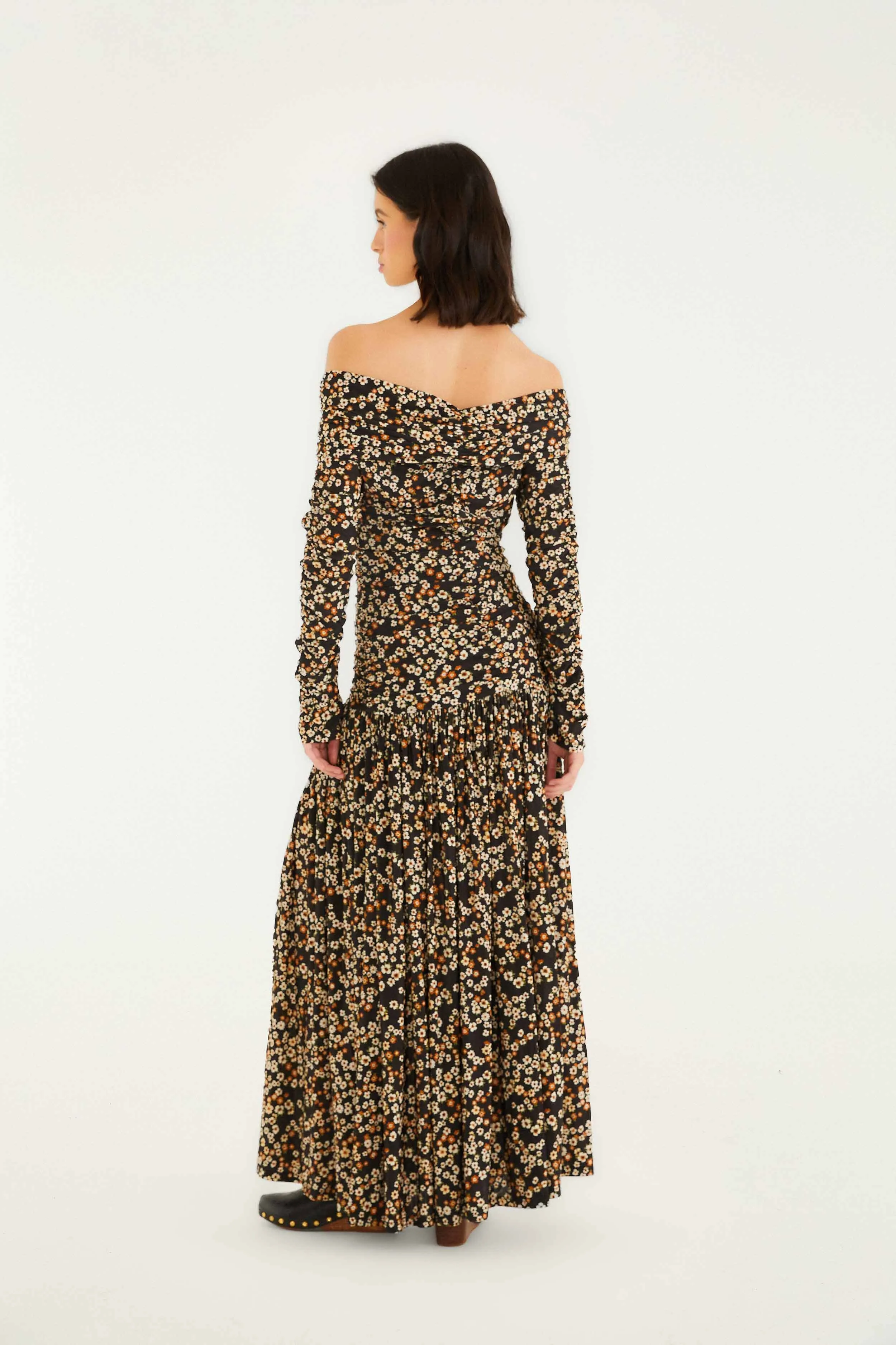 Black Tiny Flowers Long Sleeve Maxi Dress sold by FARM Rio product image thumbnail 4
