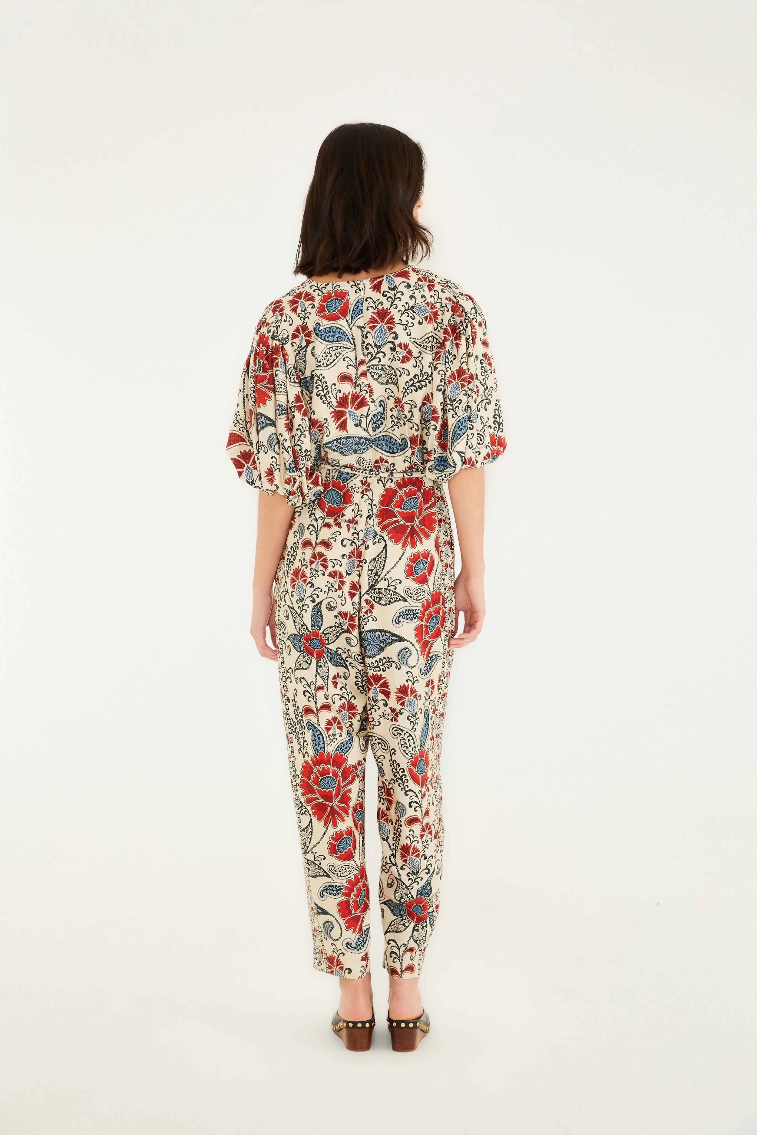 Sand Francesca V Neckline Short Sleeve Jumpsuit sold by FARM Rio product image thumbnail 4