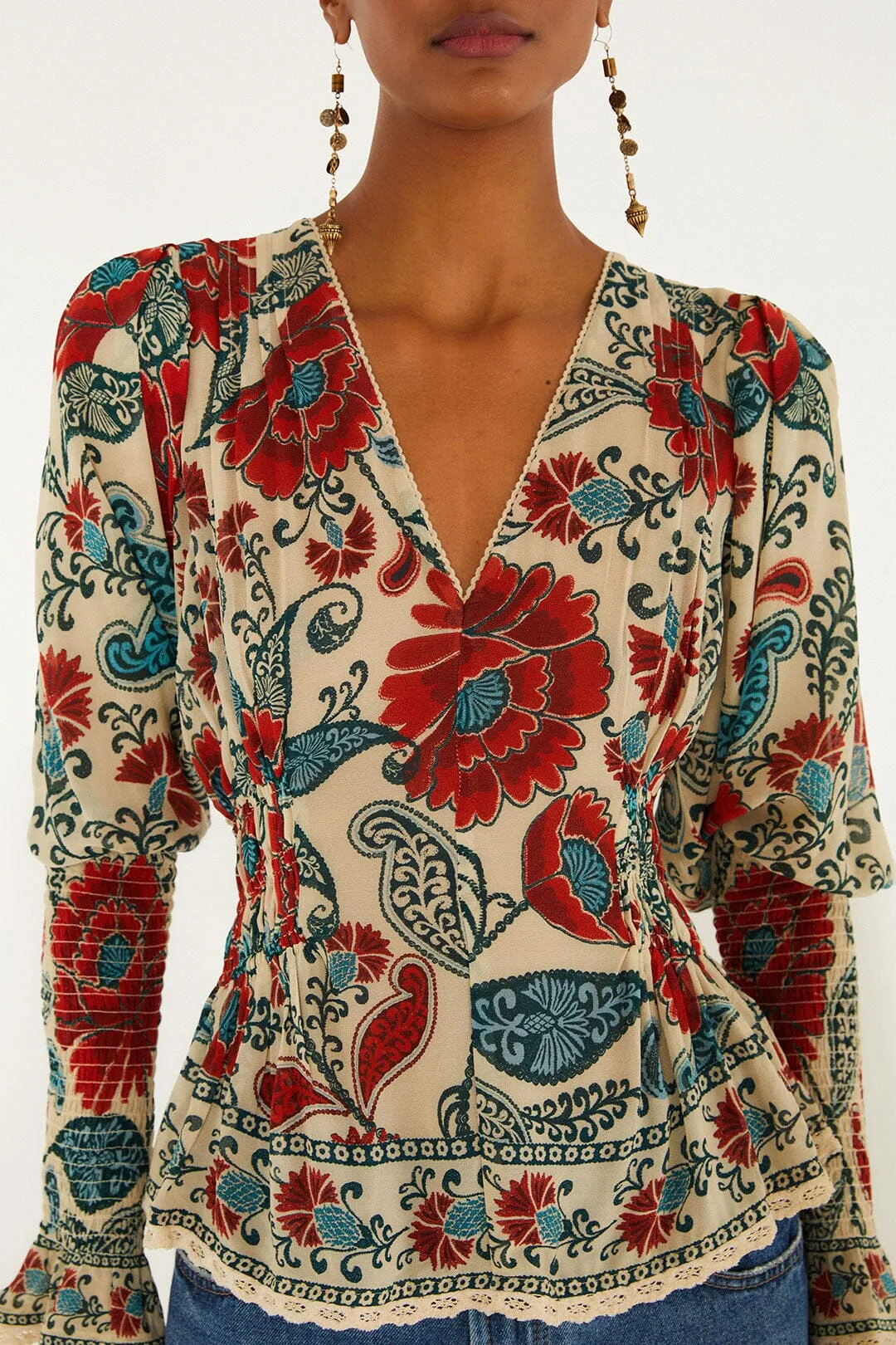 Sand Francesca Long Sleeve Blouse sold by FARM Rio product image thumbnail 2