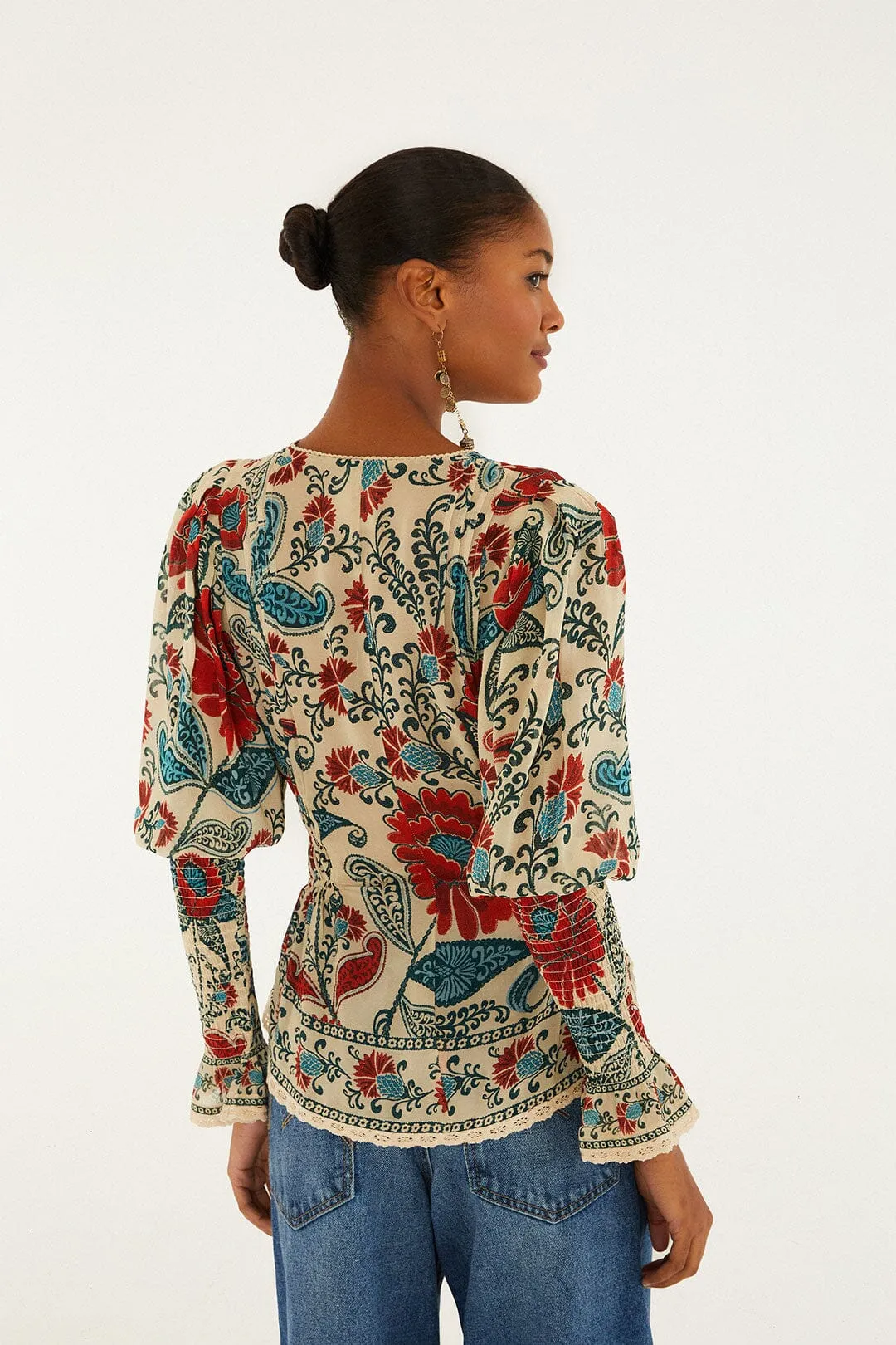 Sand Francesca Long Sleeve Blouse sold by FARM Rio product image thumbnail 3