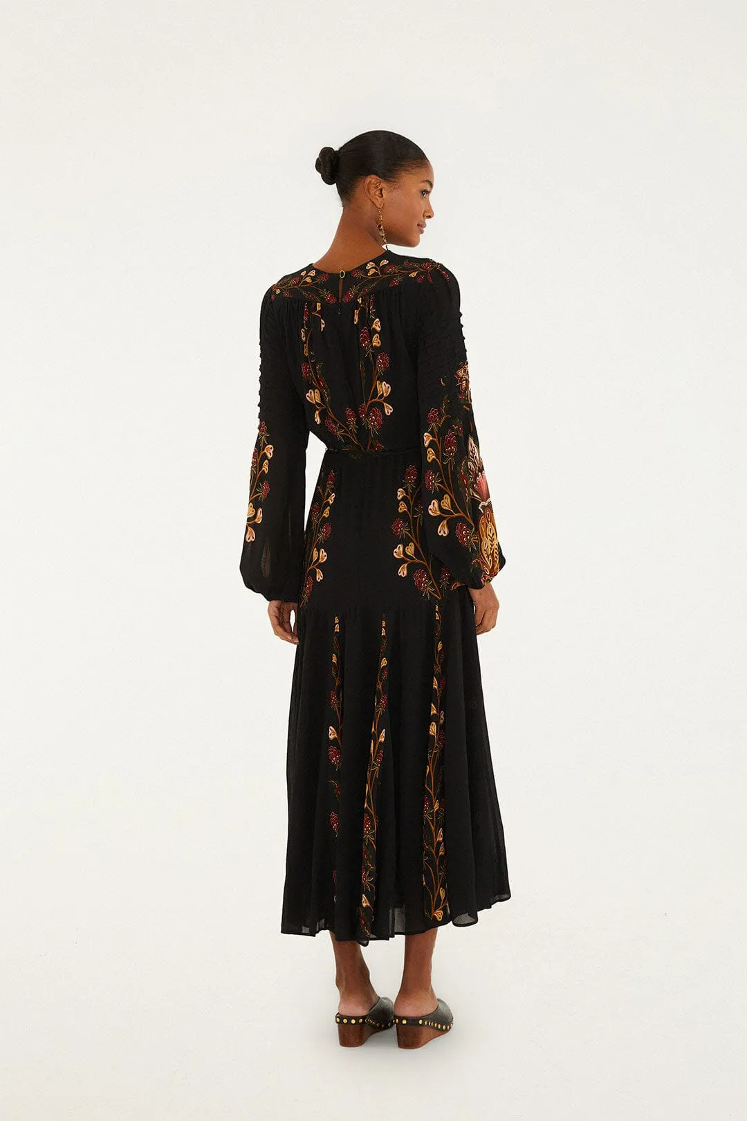 Black Berry Garden Long Sleeve Pleated Maxi Dress sold by FARM Rio product image thumbnail 3