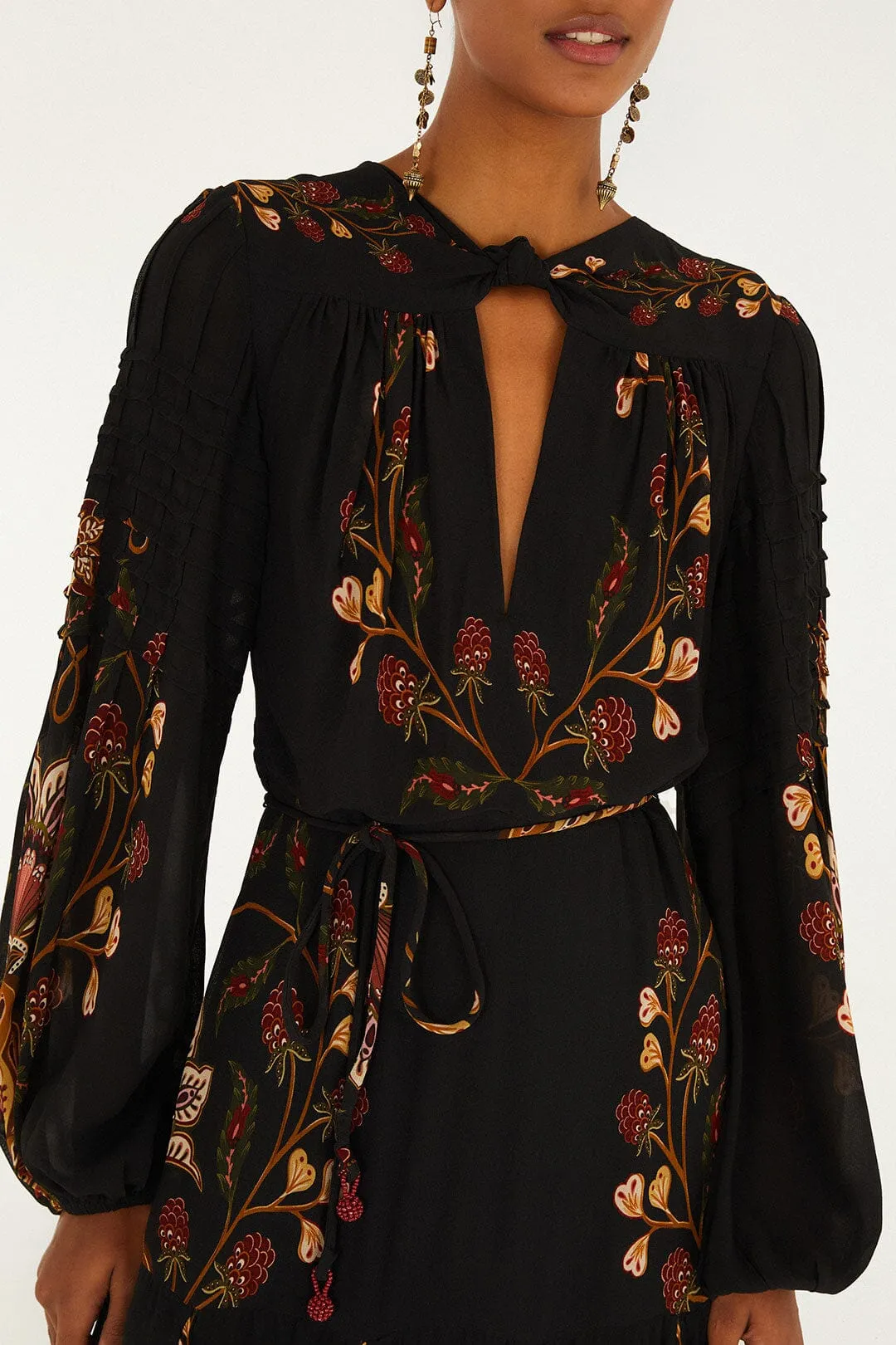 Black Berry Garden Long Sleeve Pleated Maxi Dress sold by FARM Rio product image thumbnail 2