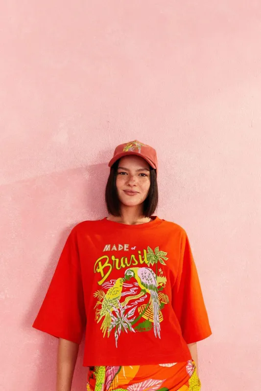 Red Brasil Organic Cotton T-Shirt sold by FARM Rio
