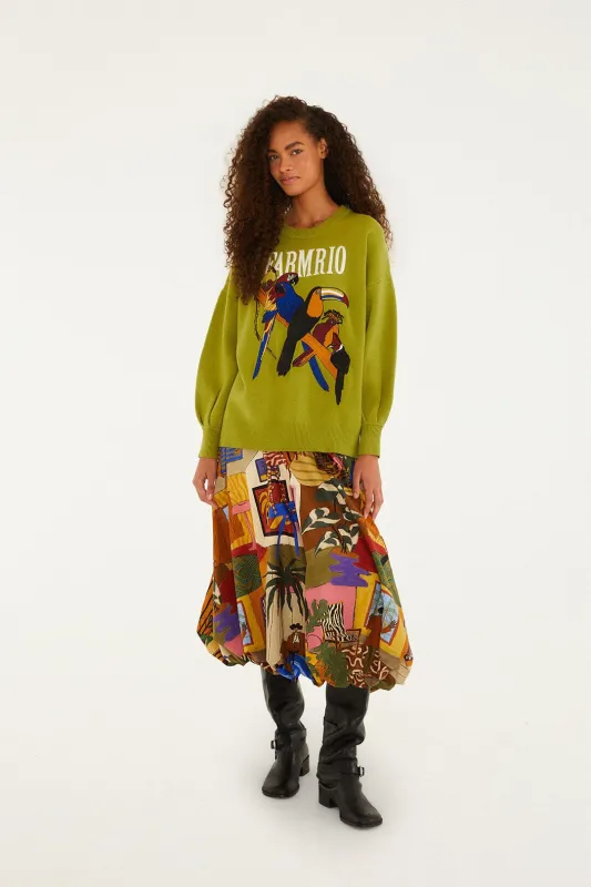 Green Nature Lovers Embroidered Sweater sold by FARM Rio