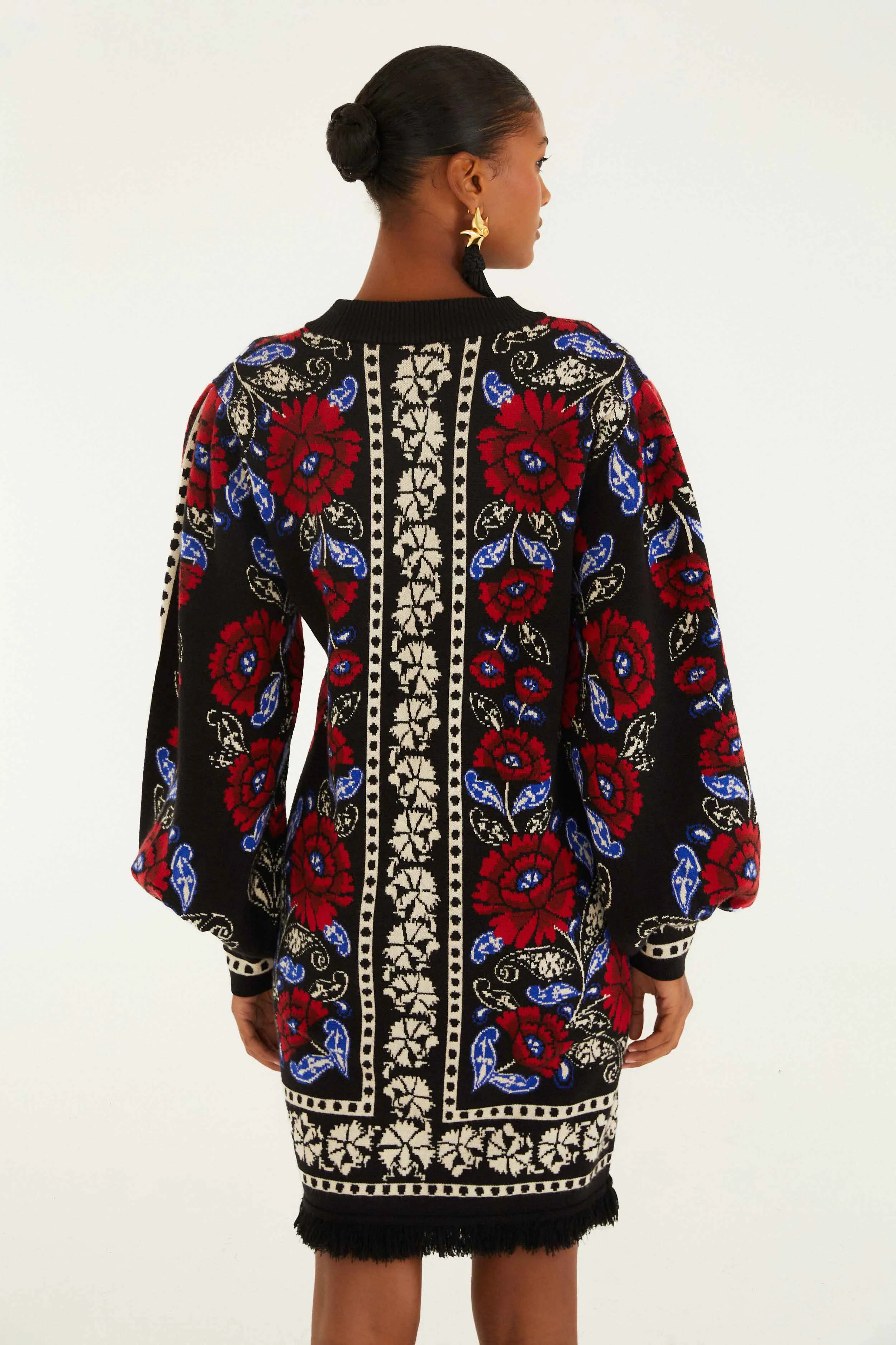 Black Valentina Puff Sleeve Knit Dress sold by FARM Rio product image thumbnail 4