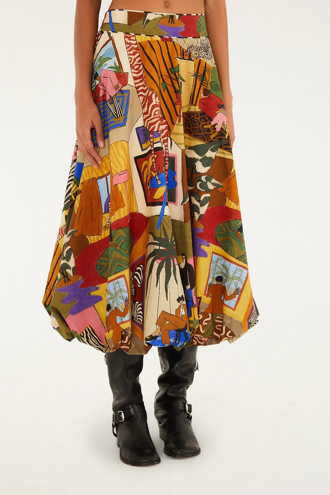 Multicolor Tropical Balloon Organic Cotton Midi Skirt sold by FARM Rio product image thumbnail 2