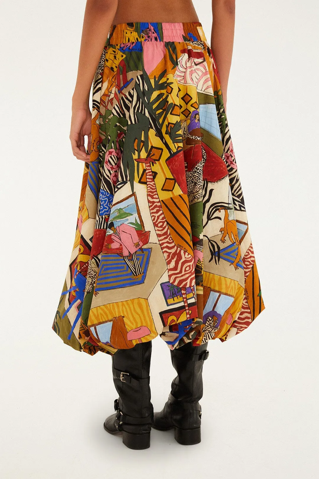 Multicolor Tropical Balloon Organic Cotton Midi Skirt sold by FARM Rio product image thumbnail 3