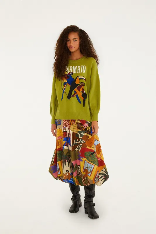 Multicolor Tropical Balloon Organic Cotton Midi Skirt sold by FARM Rio