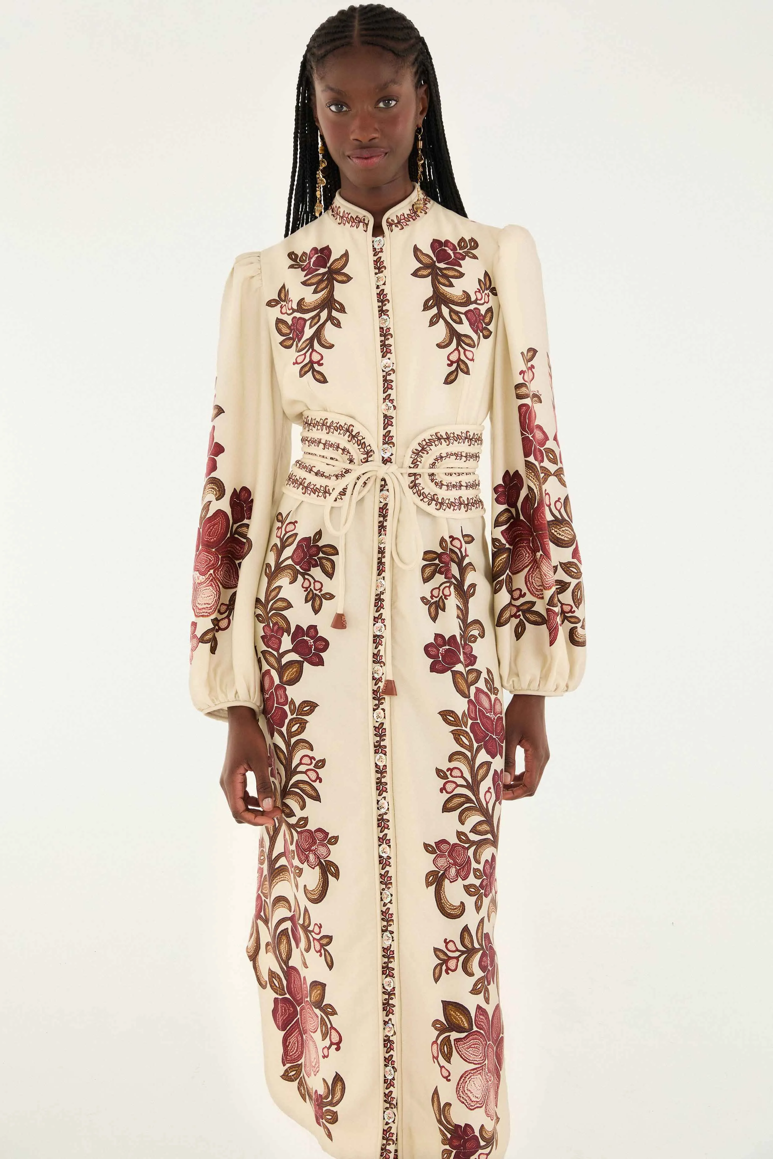 Sand Renata Floral Long Sleeve Midi Dress sold by FARM Rio product image thumbnail 2