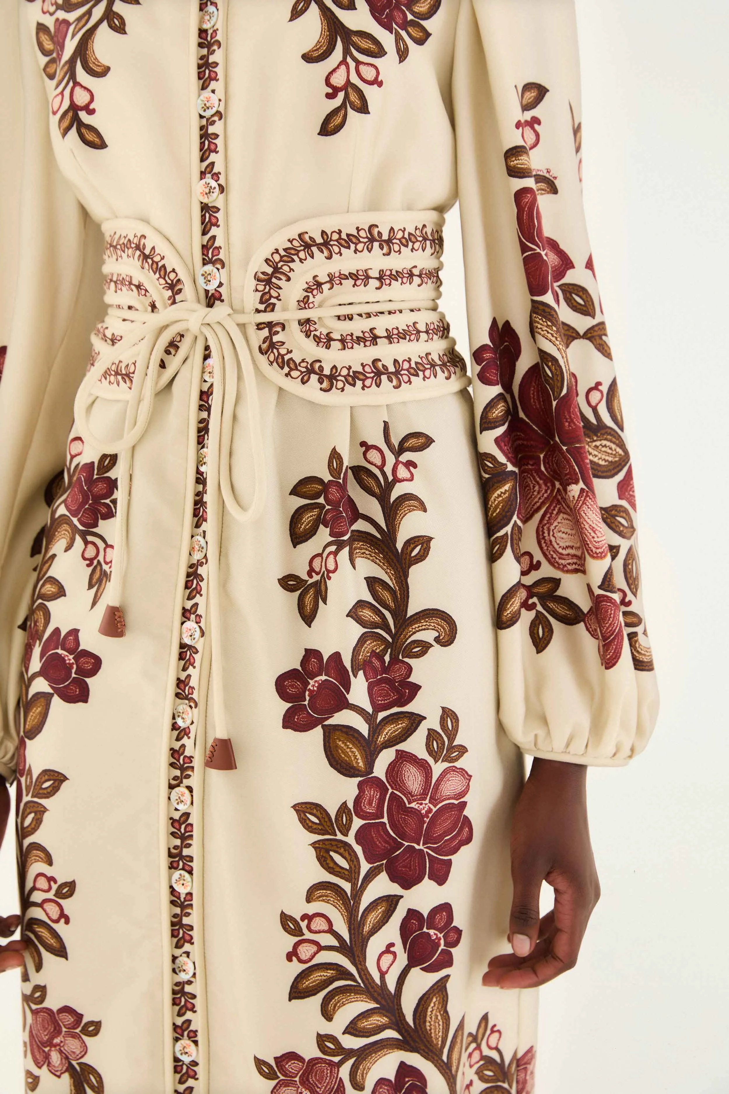 Sand Renata Floral Long Sleeve Midi Dress sold by FARM Rio product image thumbnail 3