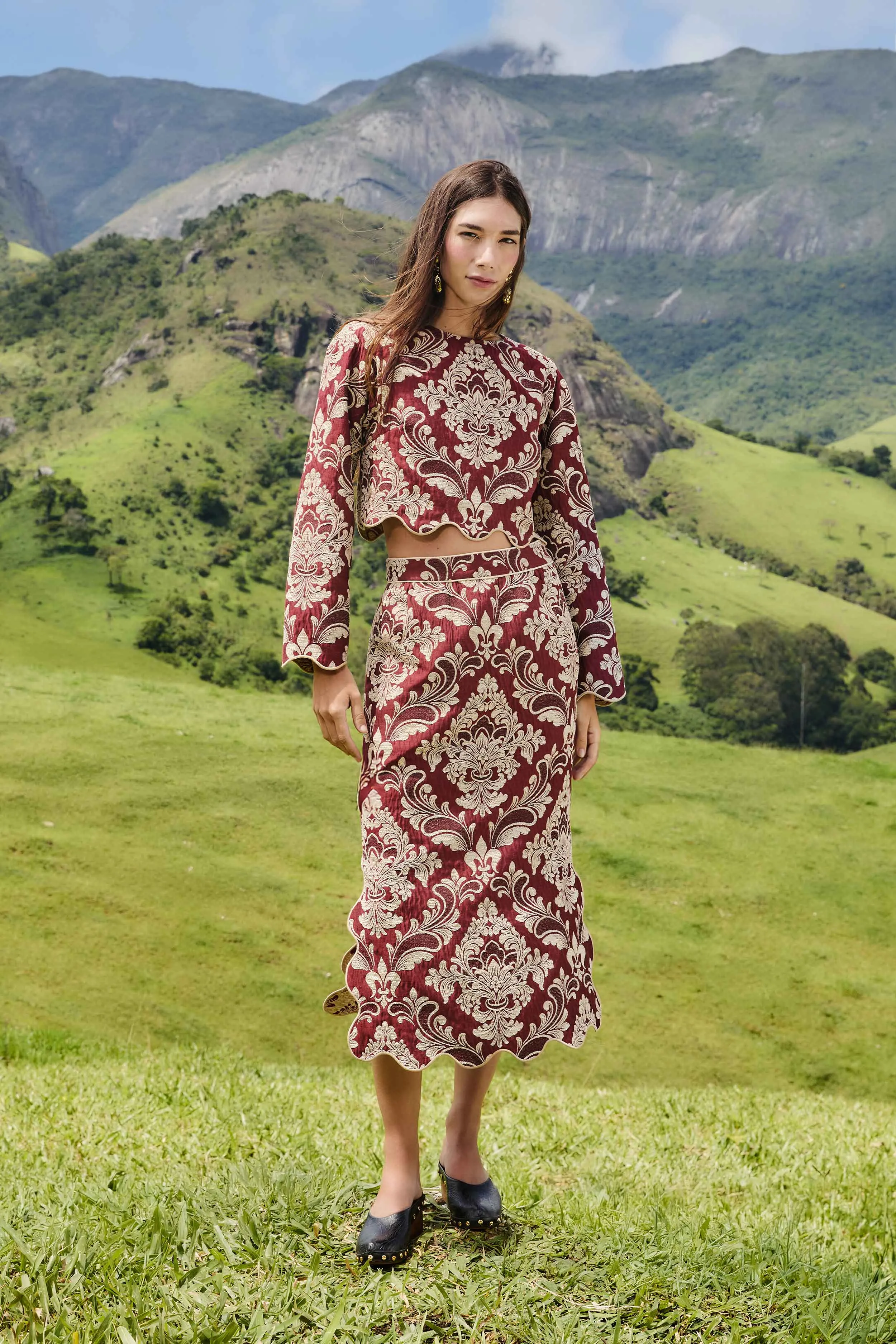 Bicolor Jacquard Waves Long Sleeve Top sold by FARM Rio product image thumbnail 3