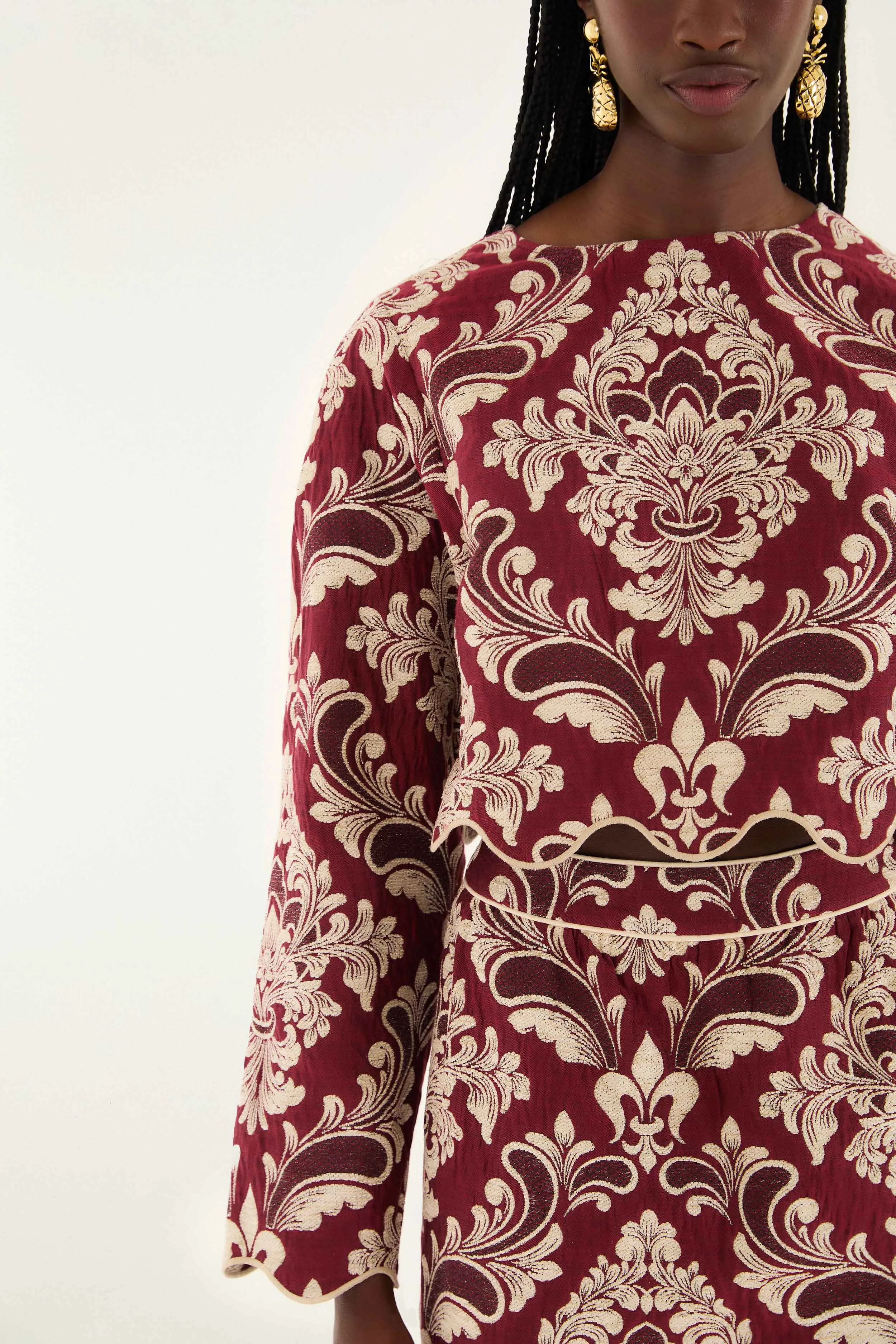 Bicolor Jacquard Waves Long Sleeve Top sold by FARM Rio product image thumbnail 2