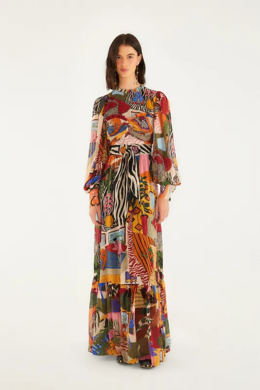 Tropical Multicolor Long Sleeve Maxi Dress sold by FARM Rio