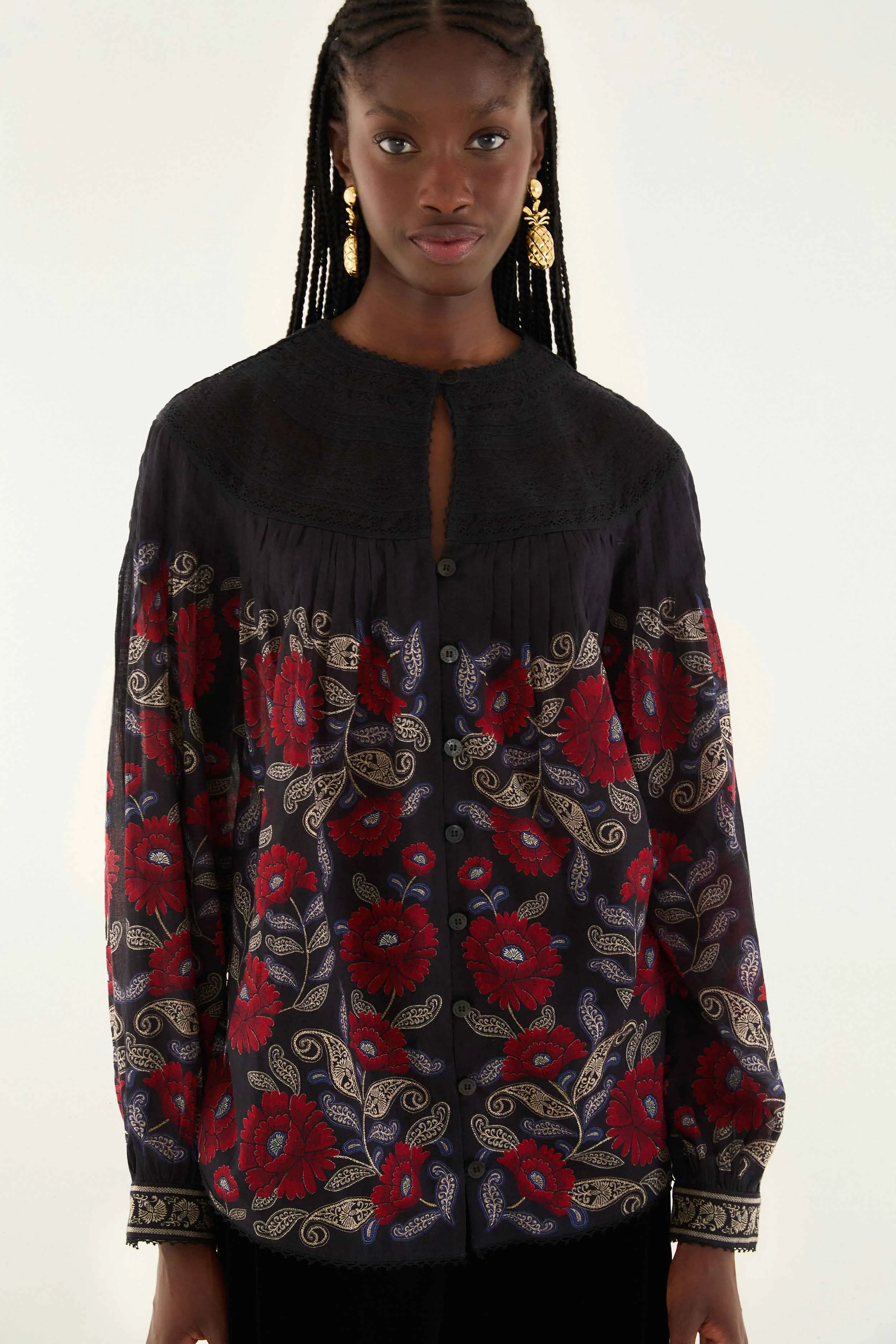 Black Valentina Long Sleeve Blouse sold by FARM Rio product image thumbnail 4