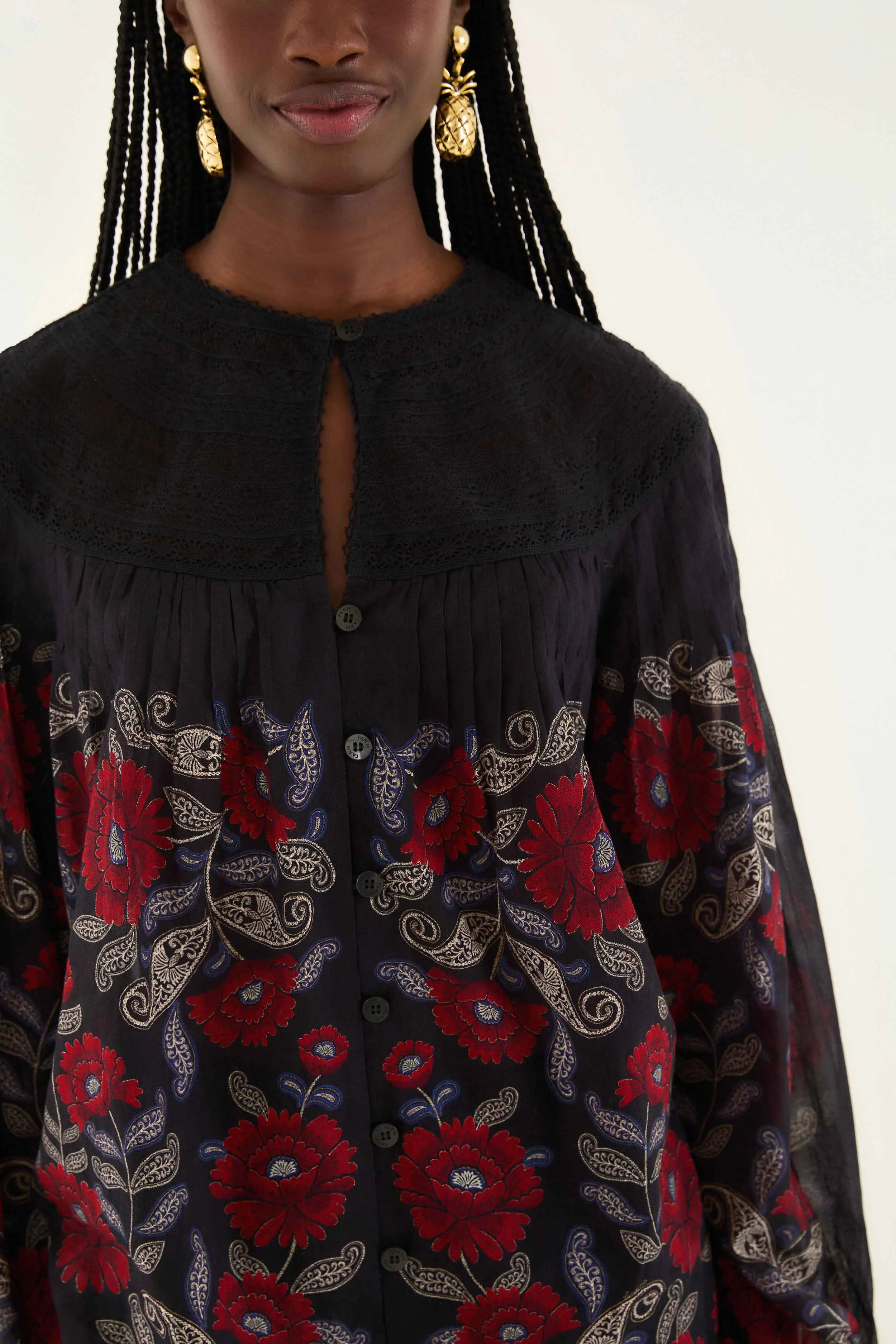 Black Valentina Long Sleeve Blouse sold by FARM Rio product image thumbnail 2