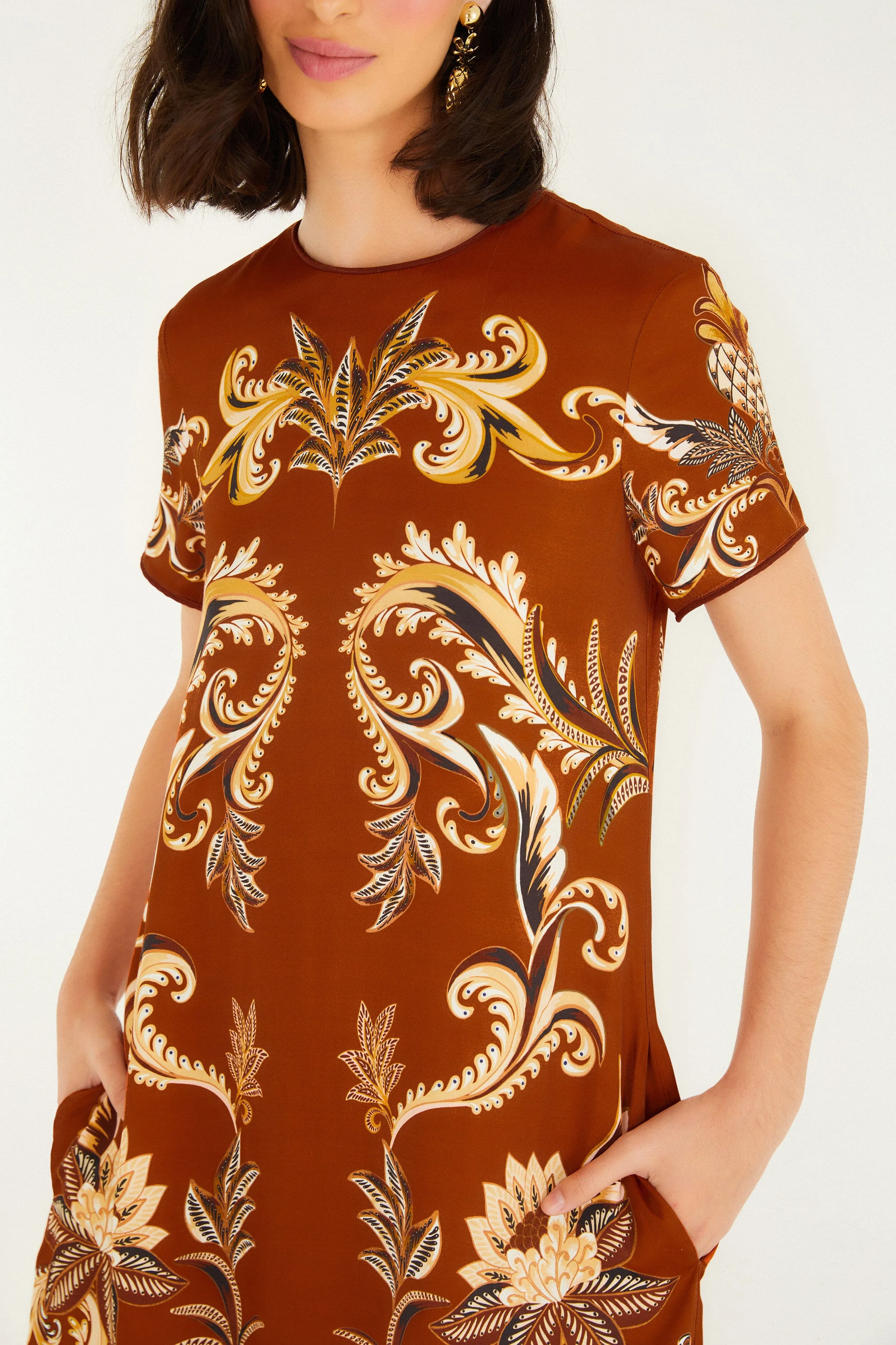 Orange Arabesque Paradise Lenzing™ Ecovero™ Viscose Maxi Dress sold by FARM Rio product image thumbnail 3