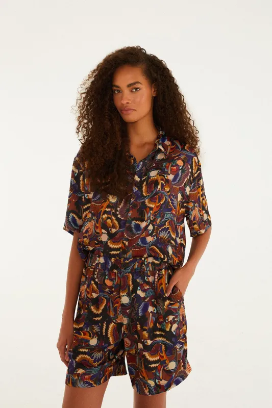 Multicolor Flying Toucans Lenzing™ Ecovero™ Shorts sold by FARM Rio