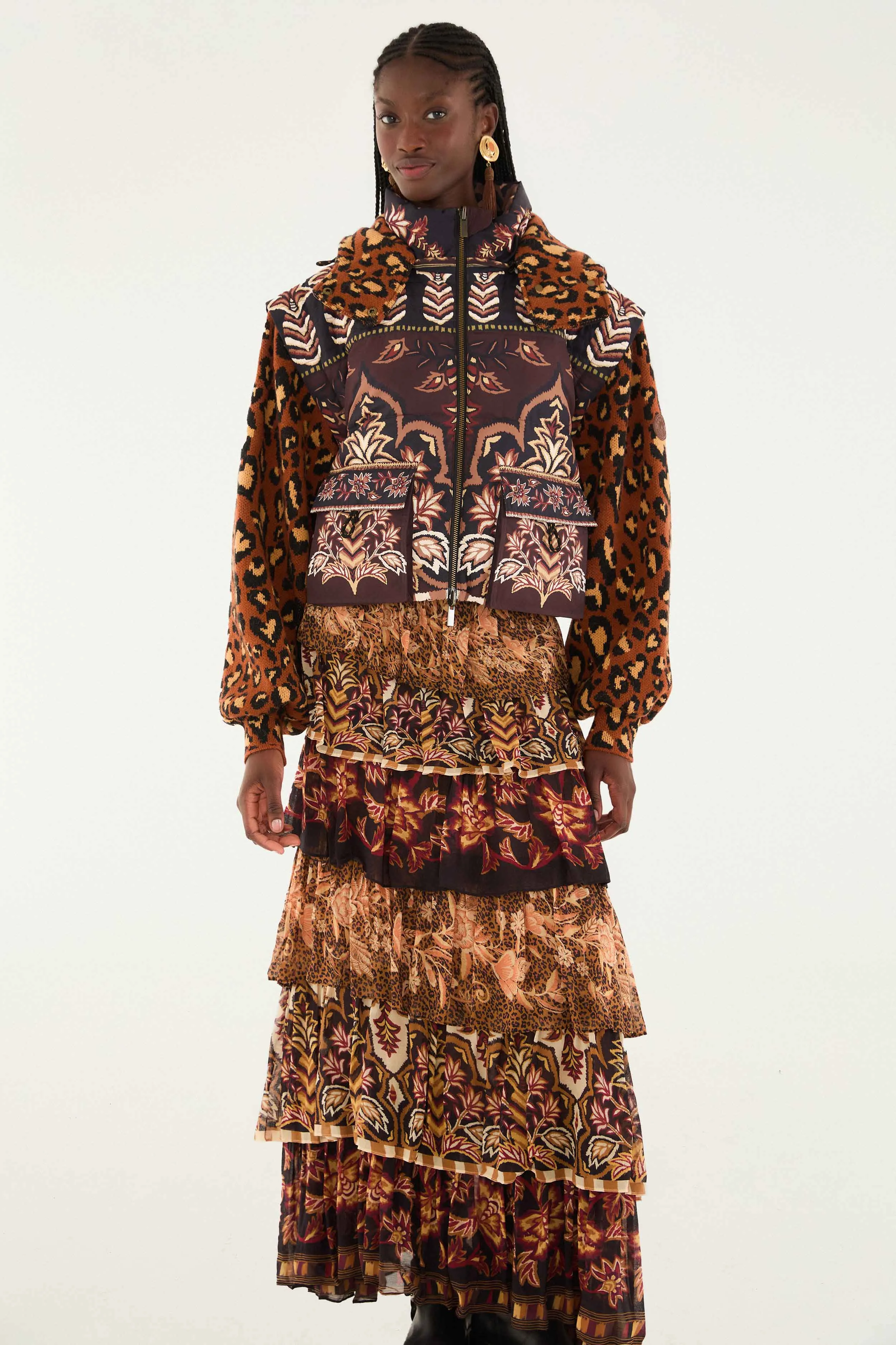 Mixed Scarves Ruffled Maxi Skirt sold by FARM Rio product image thumbnail 3