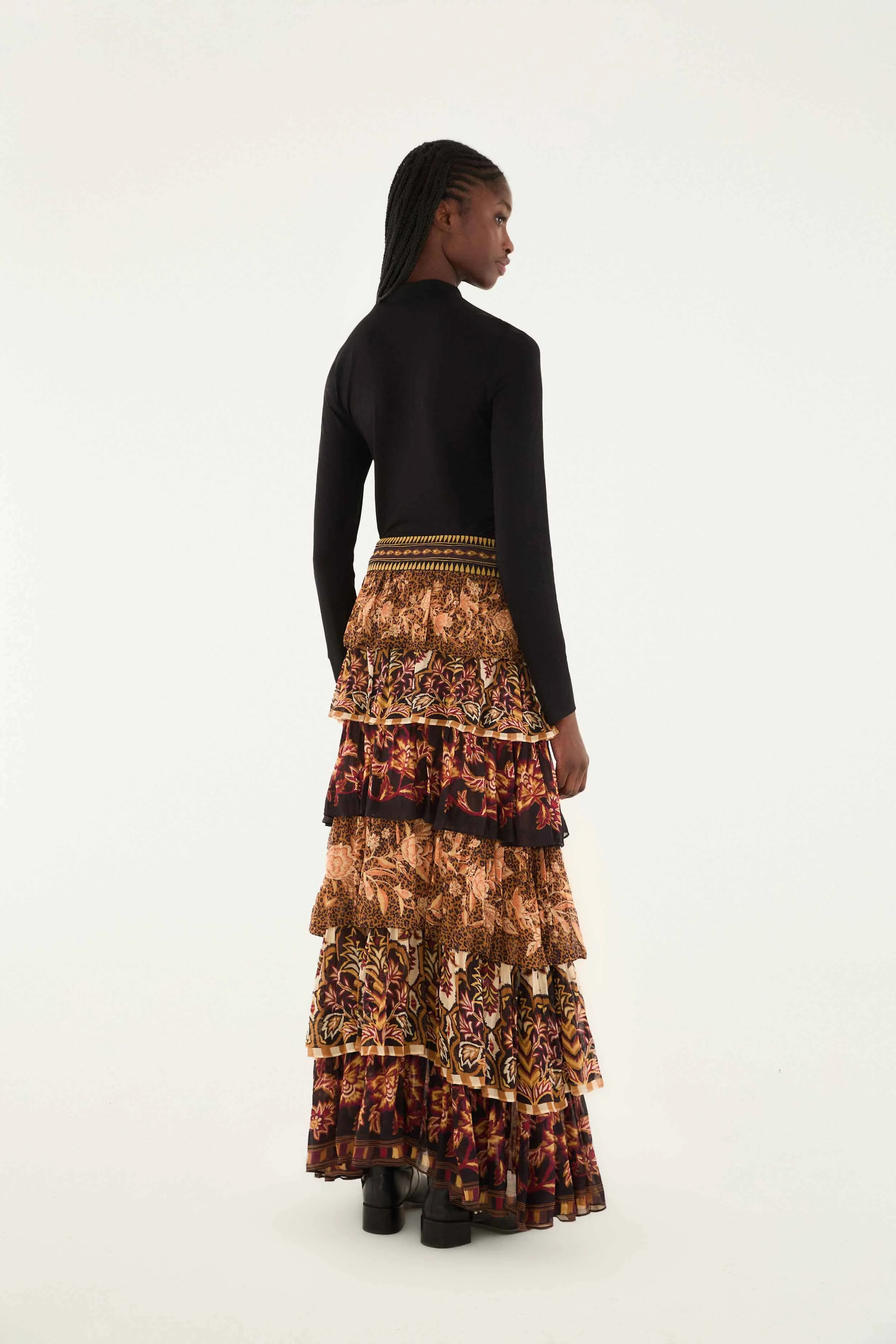 Mixed Scarves Ruffled Maxi Skirt sold by FARM Rio product image thumbnail 4