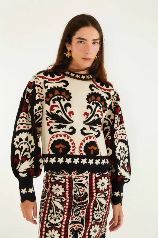 Stripes Winter Tapestry Knit Sweater sold by FARM Rio