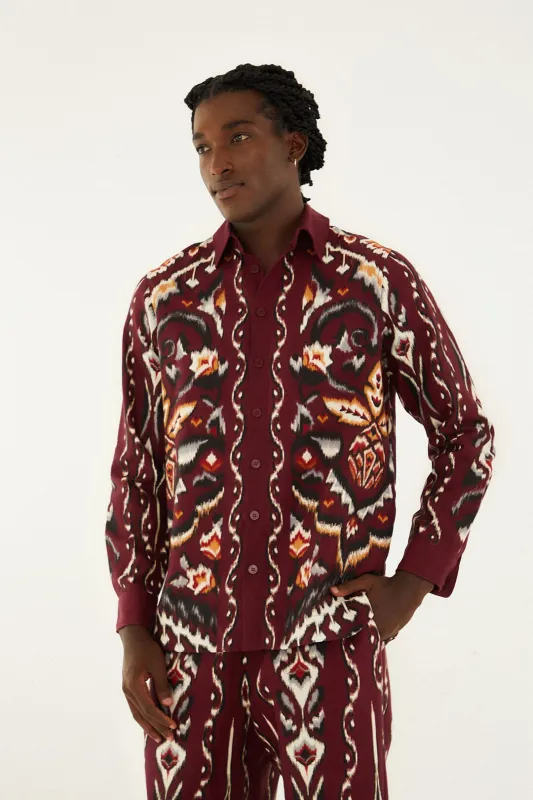 Sand Ainika Pineapple Ikat Shirt made by FARM Rio