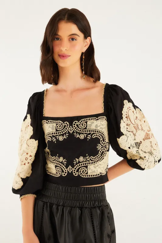 Black Lace Blouse sold by FARM Rio