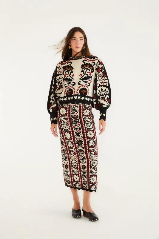Stripes Winter Tapestry Knit Skirt sold by FARM Rio