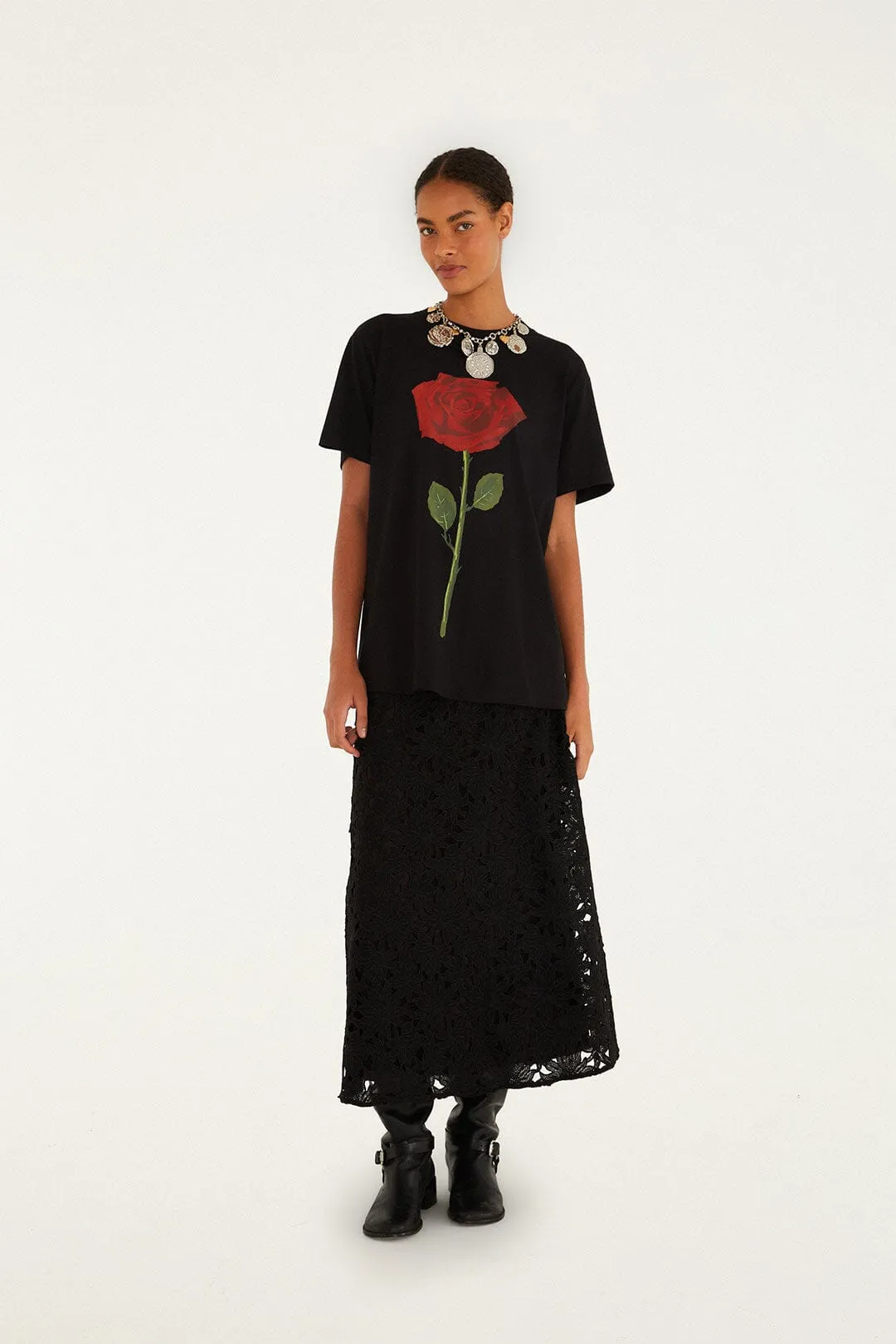 Black Rose Organic Cotton Relaxed T-Shirt sold by FARM Rio product image thumbnail 3