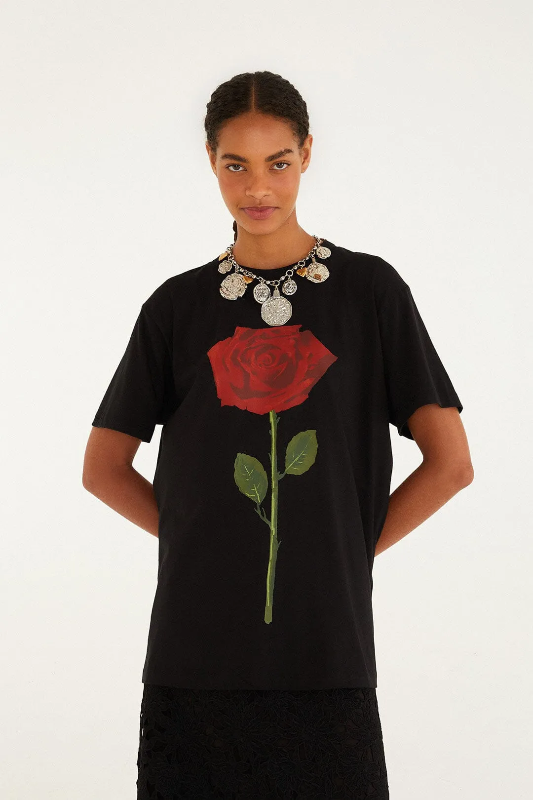 Black Rose Organic Cotton Relaxed T-Shirt sold by FARM Rio product image thumbnail 2