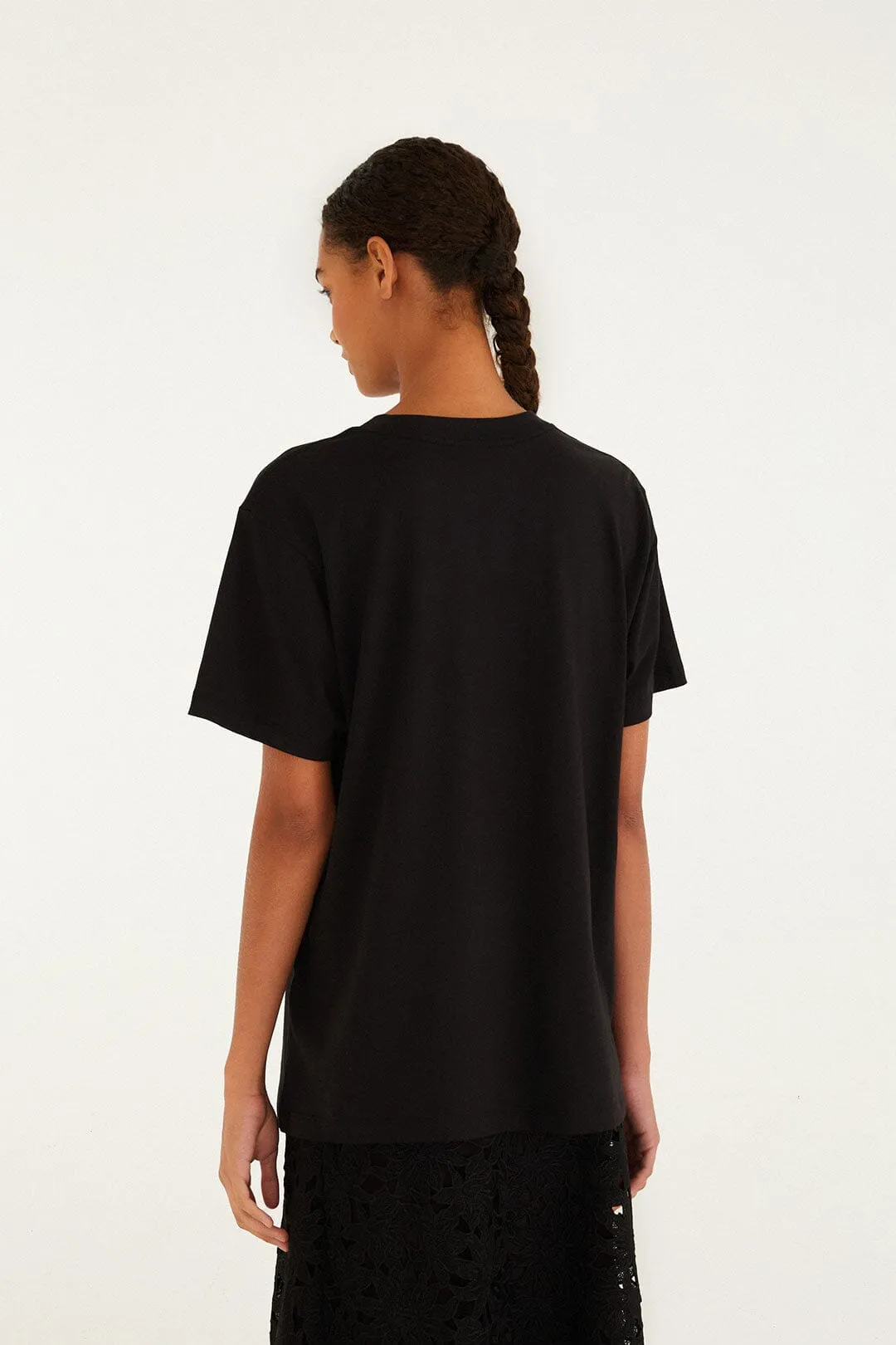 Black Rose Organic Cotton Relaxed T-Shirt sold by FARM Rio product image thumbnail 4