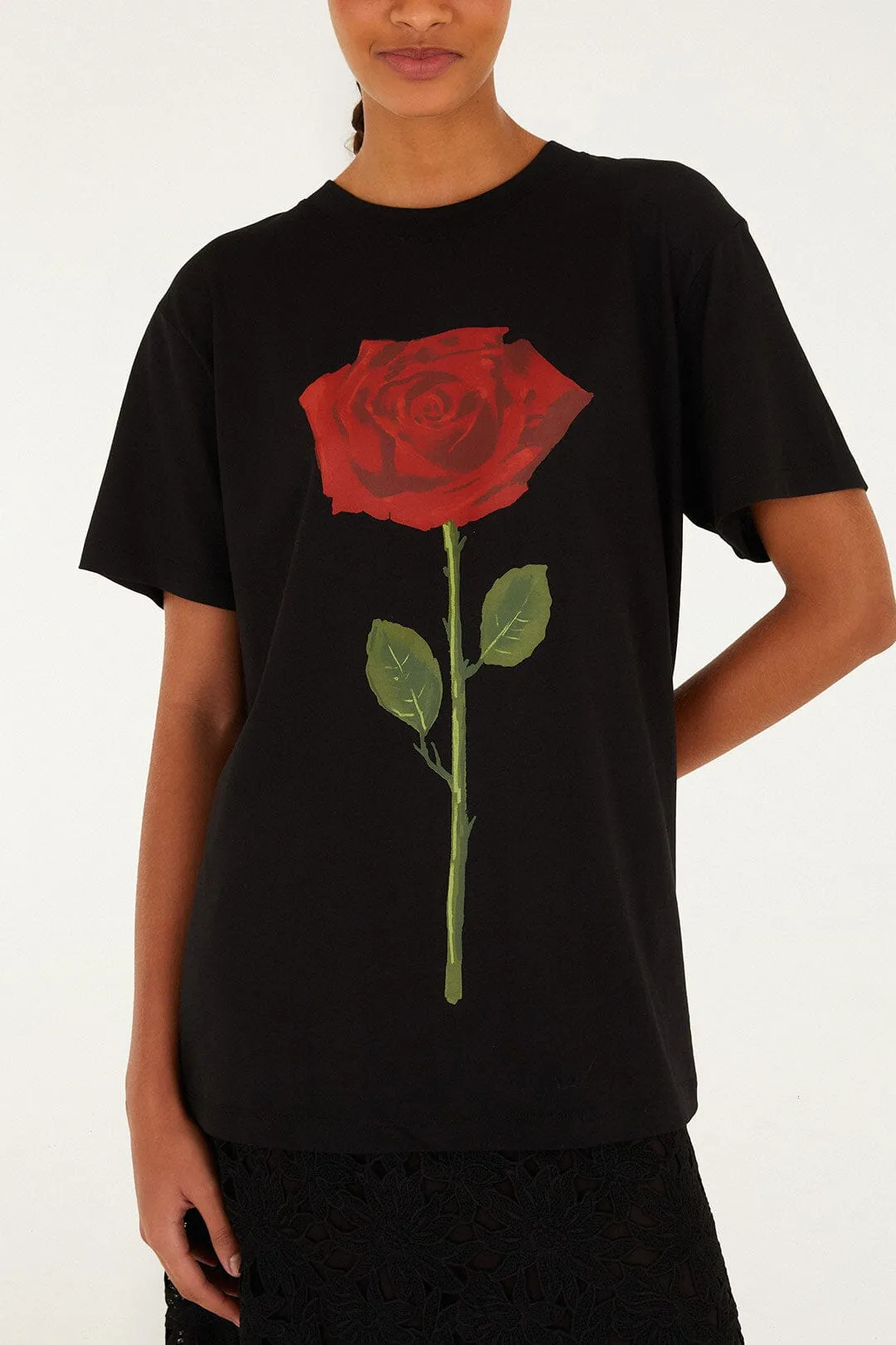 Black Rose Organic Cotton Relaxed T-Shirt sold by FARM Rio product image thumbnail 5