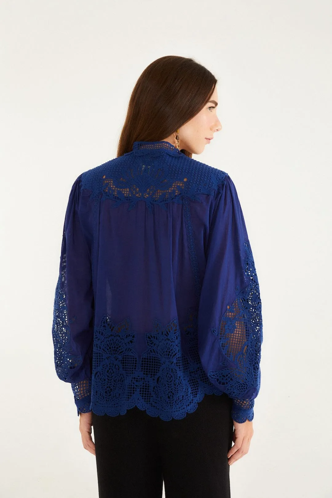 Navy Blue Guipure Blouse sold by FARM Rio product image thumbnail 3