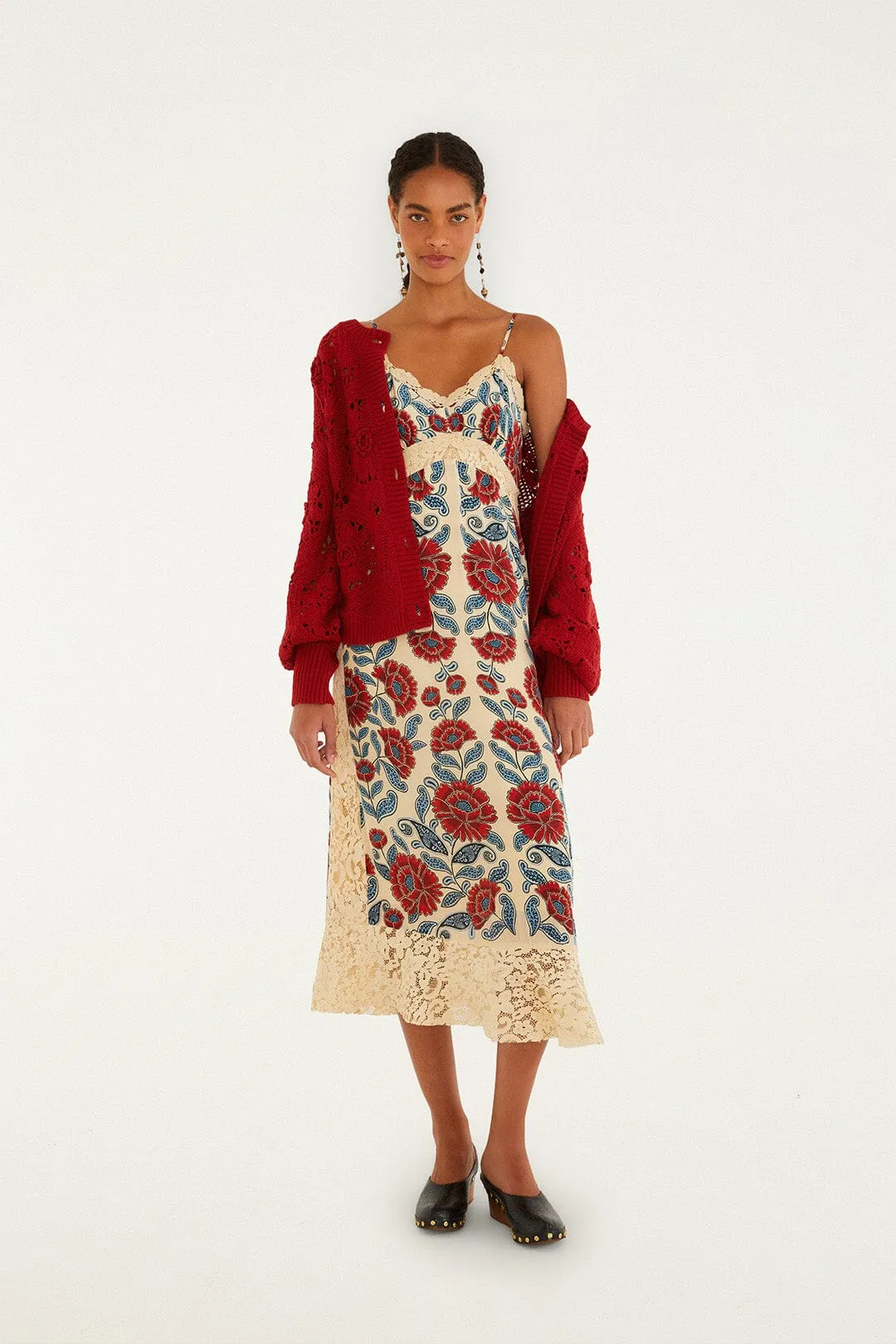 Red Crochet Flower Knit Cardigan sold by FARM Rio product image thumbnail 2