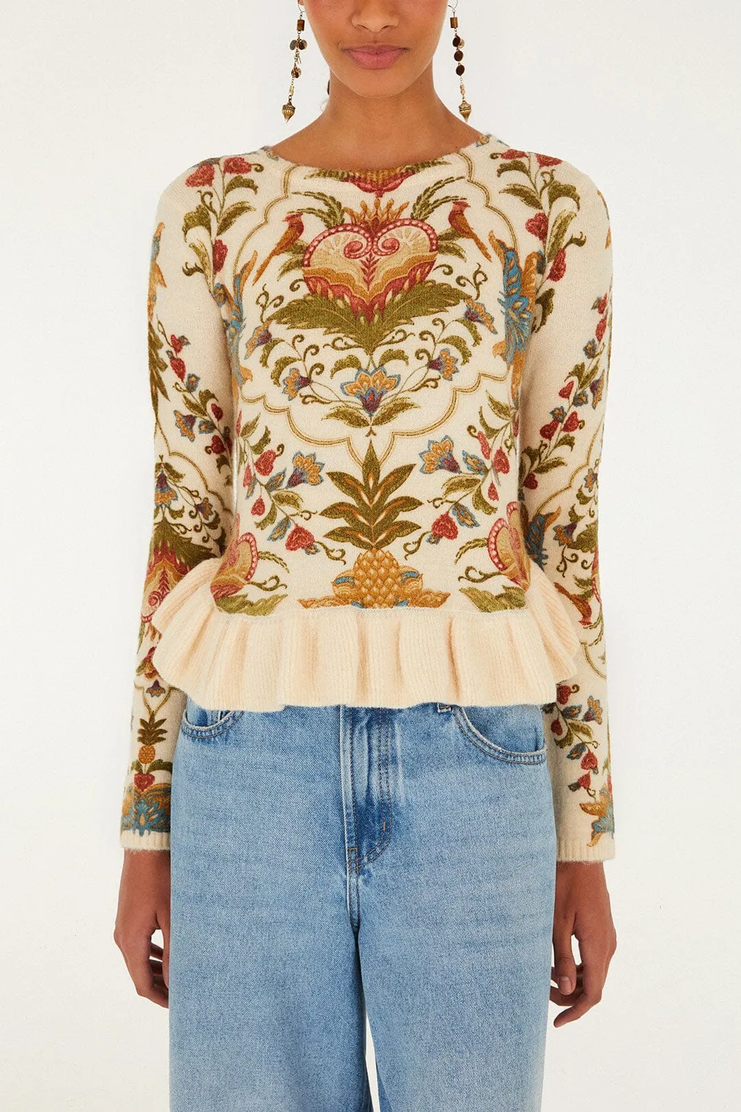 Cream Majestic Hearts Knit Top sold by FARM Rio product image thumbnail 2