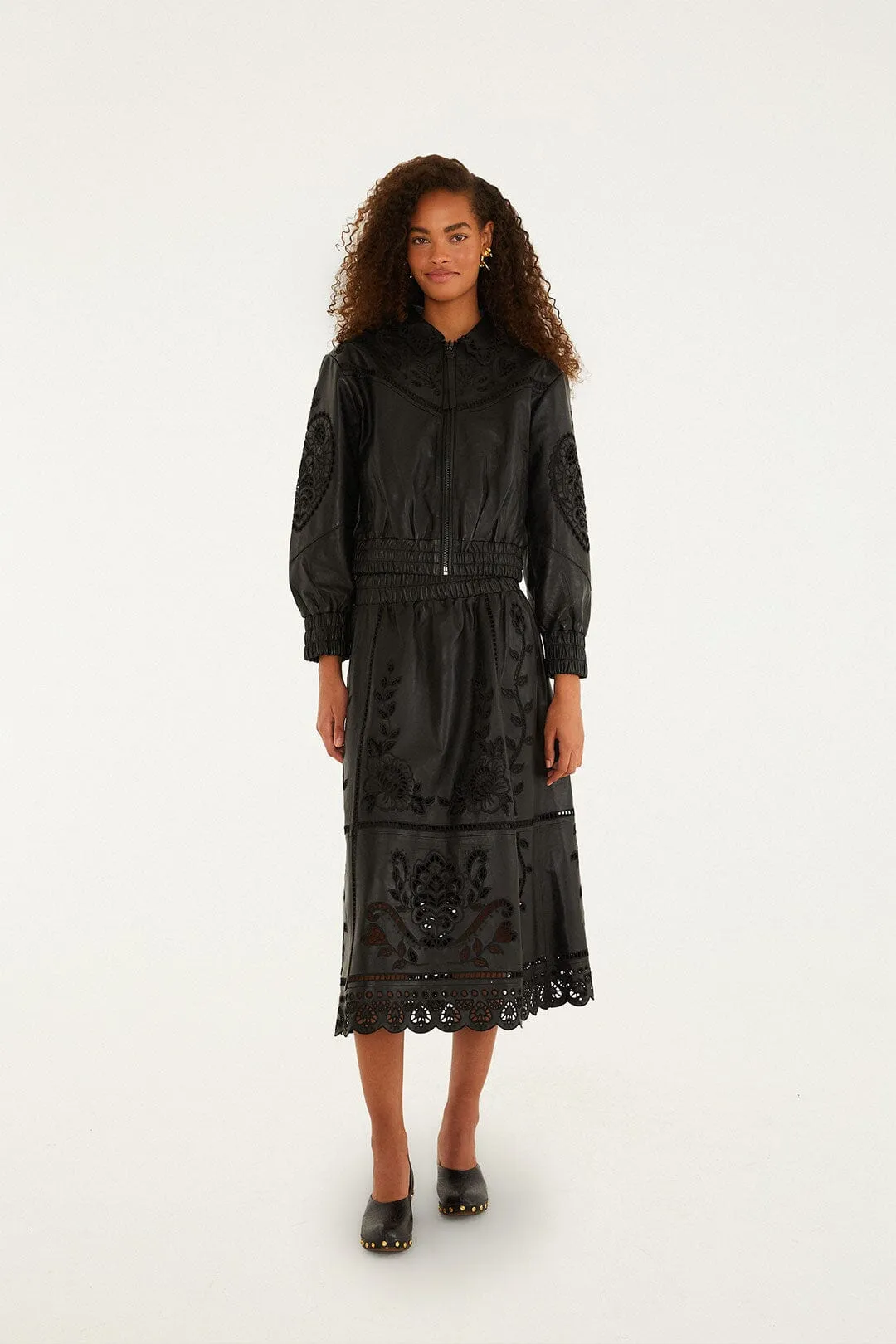 Black Richilieu Heart Leather Jacket sold by FARM Rio product image thumbnail 3