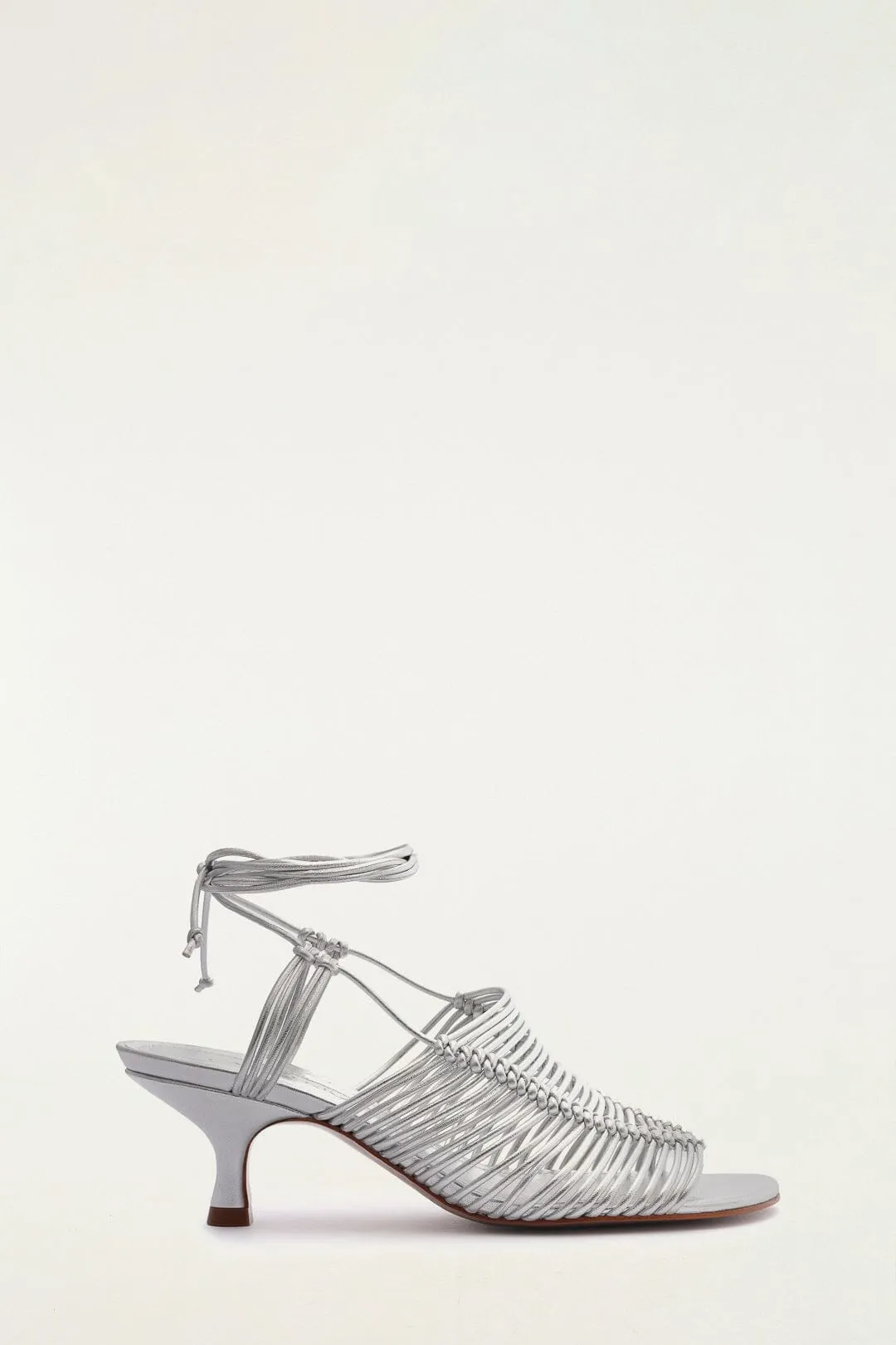 Silver Macrame Heeled Sandal sold by FARM Rio